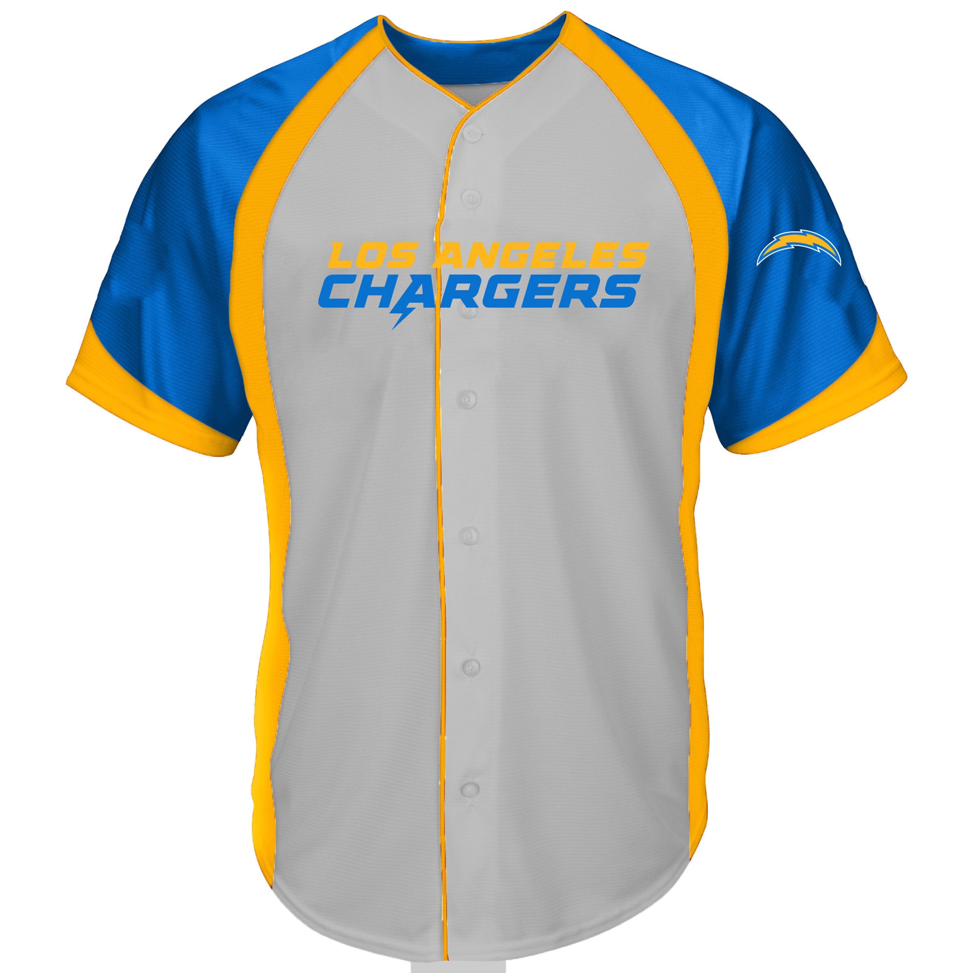 Men's Fanatics  Gray Los Angeles Chargers Big & Tall Button-Up Raglan Fashion Top