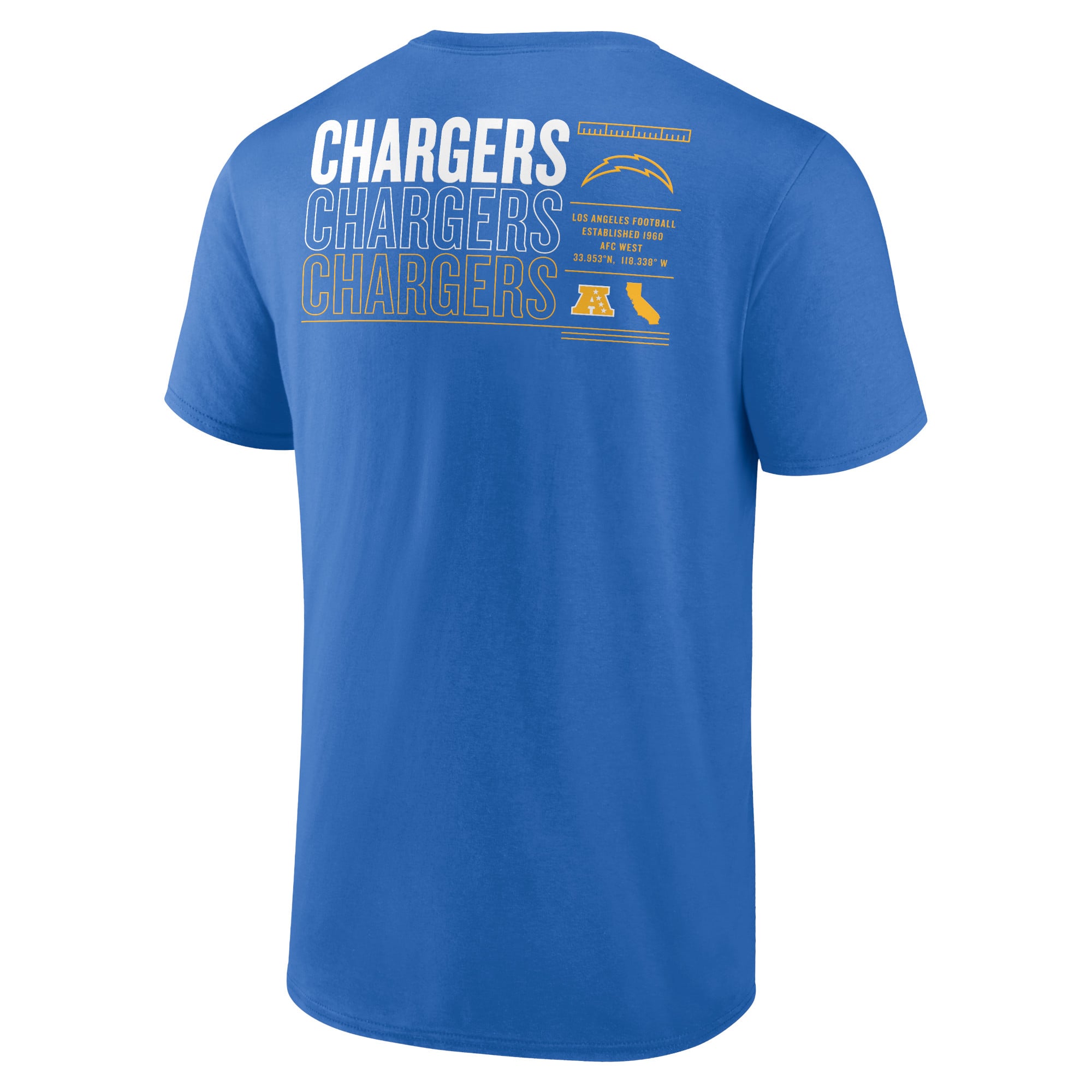 T-shirt Fanatics Powder Blue Los Angeles Chargers Repeat Stats pour hommes