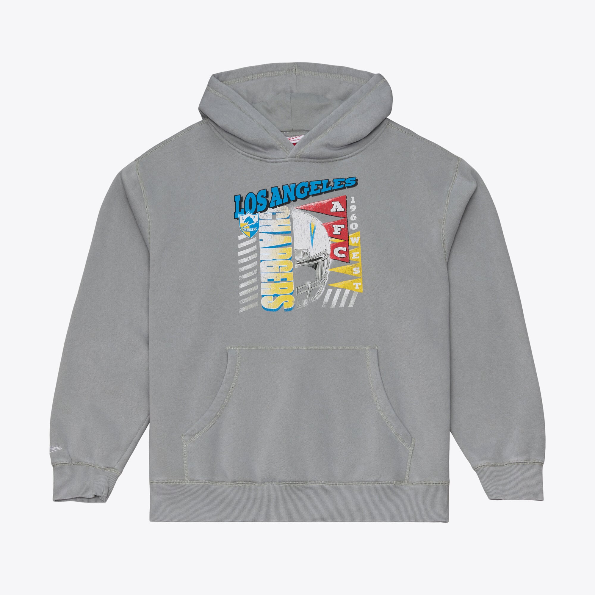 Men's Mitchell & Ness  Gray Los Angeles Chargers Core Essentials Street Graphic Fleece Hoodie