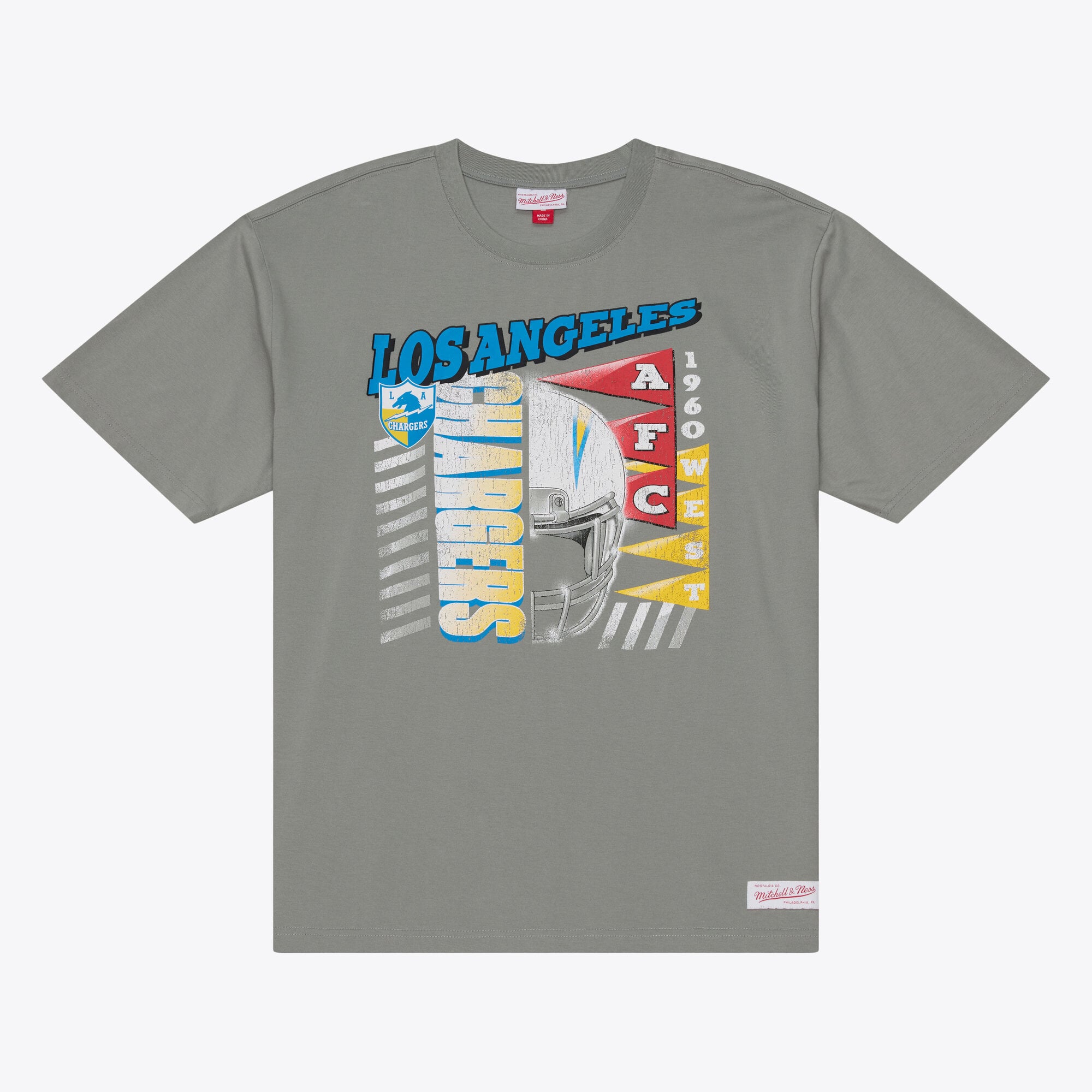 Men's Mitchell & Ness Gray Los Angeles Chargers Core Essentials Street Graphic Short Sleeve T-Shirt