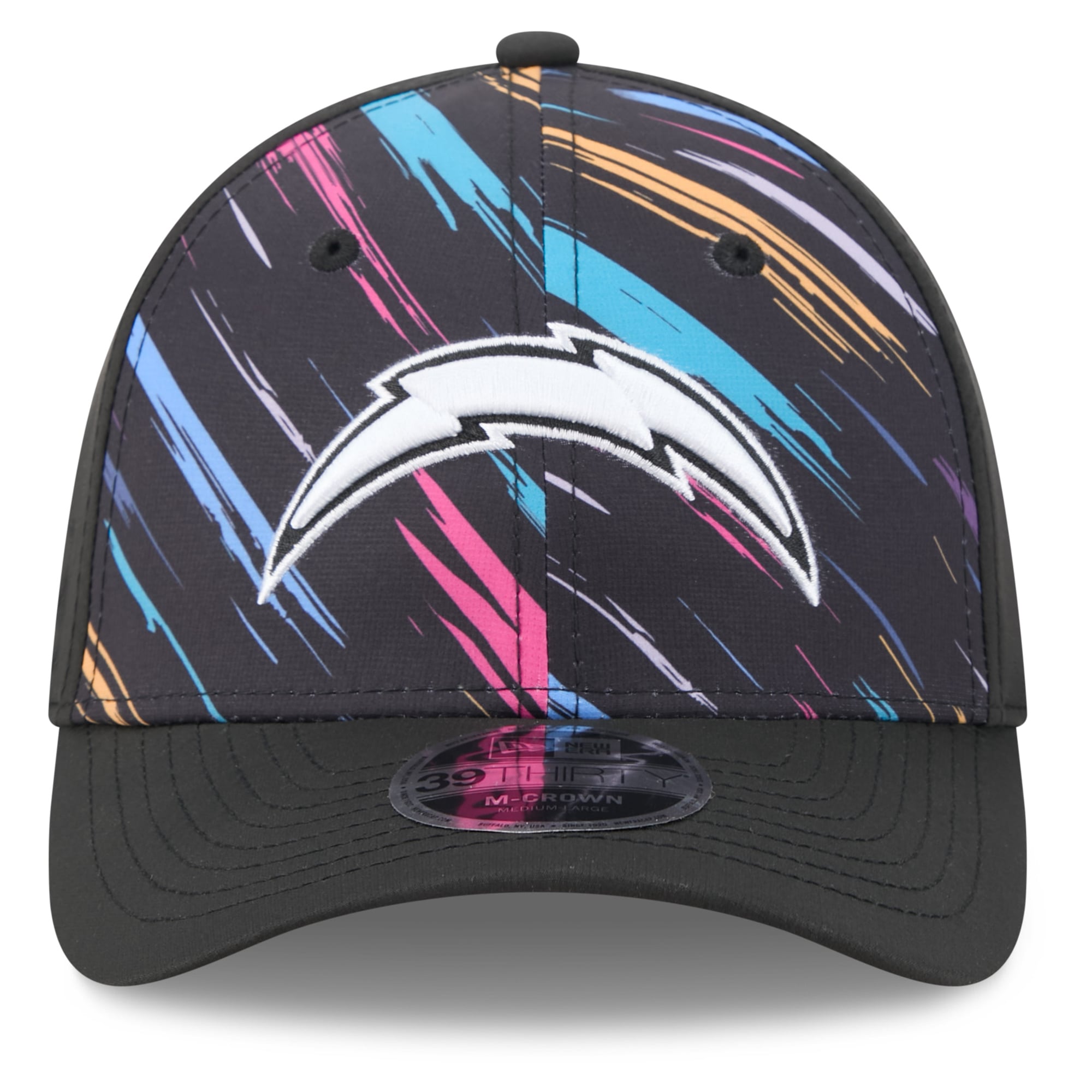 Men's New Era Black Los Angeles Chargers 2026 NFL Crucial Catch 39THIRTY M-Crown Stretch Hat