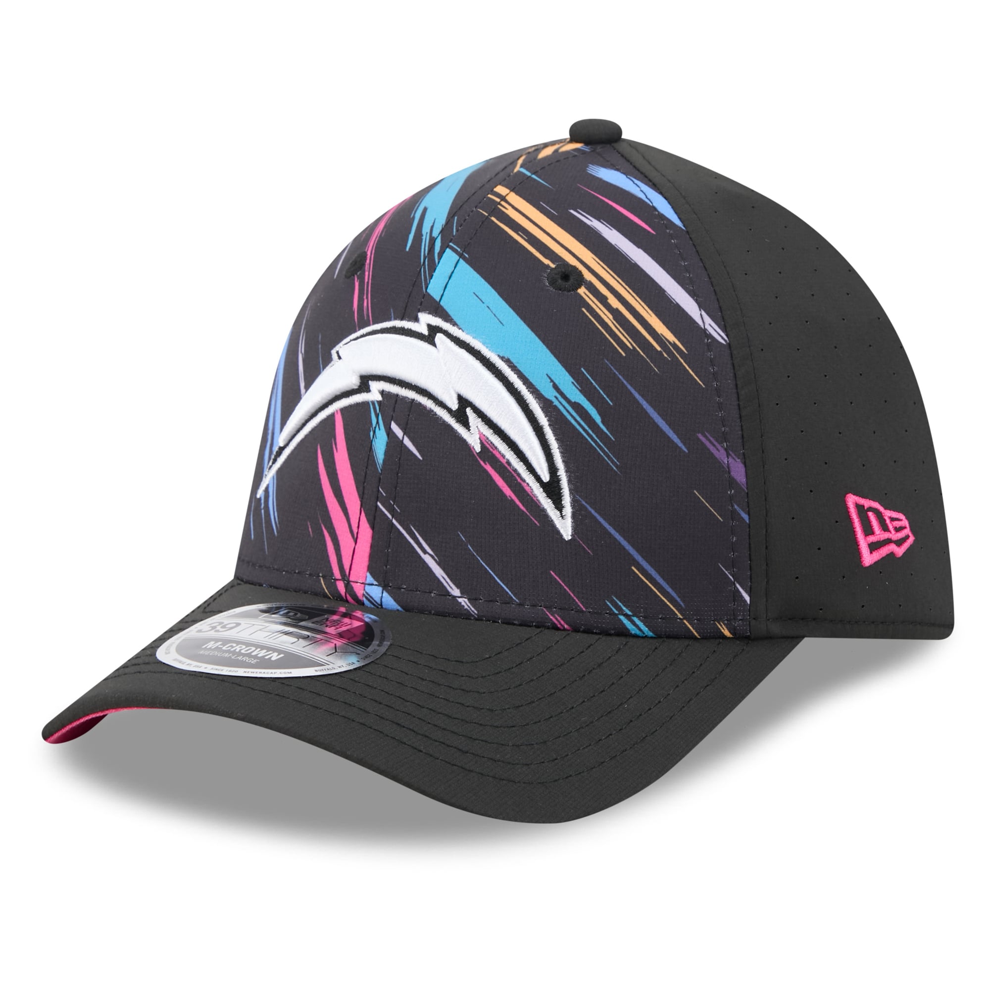 Men's New Era Black Los Angeles Chargers 2026 NFL Crucial Catch 39THIRTY M-Crown Stretch Hat