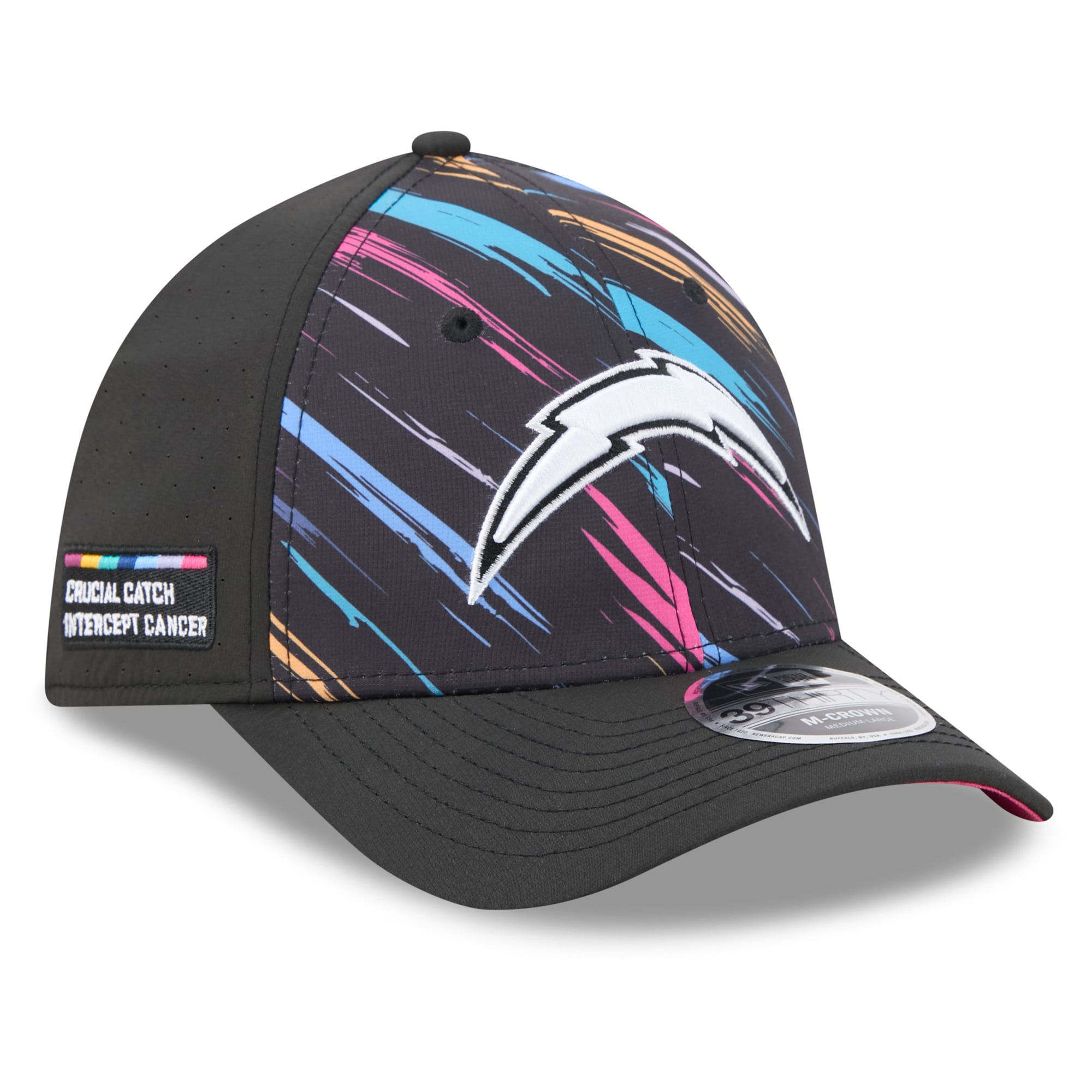Men's New Era Black Los Angeles Chargers 2026 NFL Crucial Catch 39THIRTY M-Crown Stretch Hat