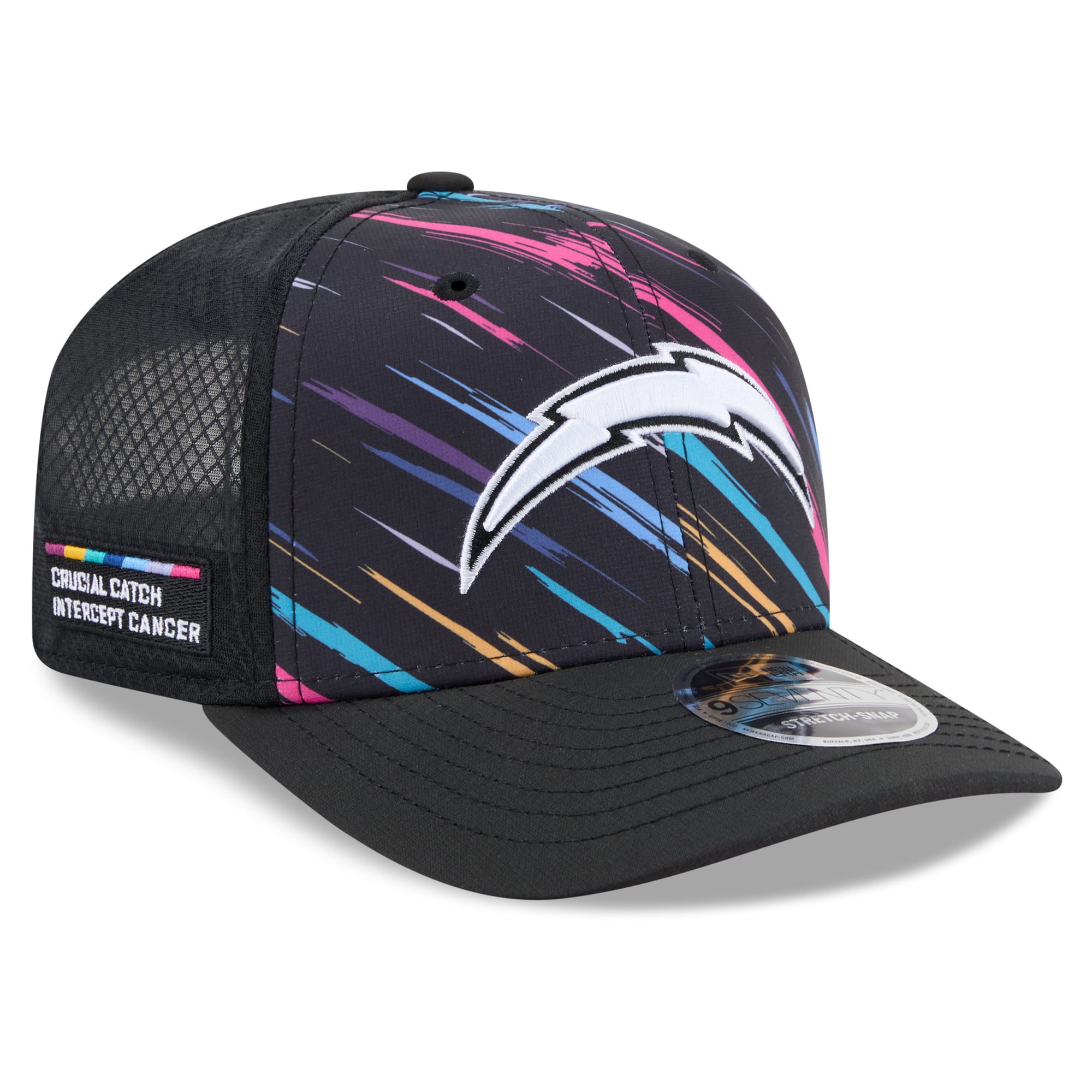 Men's New Era Black Los Angeles Chargers 2026 NFL Crucial Catch 9SEVENTY Adjustable Trucker Hat