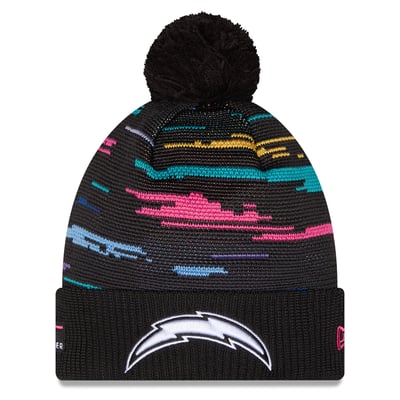 Los Angeles Chargers New Era 2026 NFL Crucial Catch Cuffed Knit Hat with Pom - Black