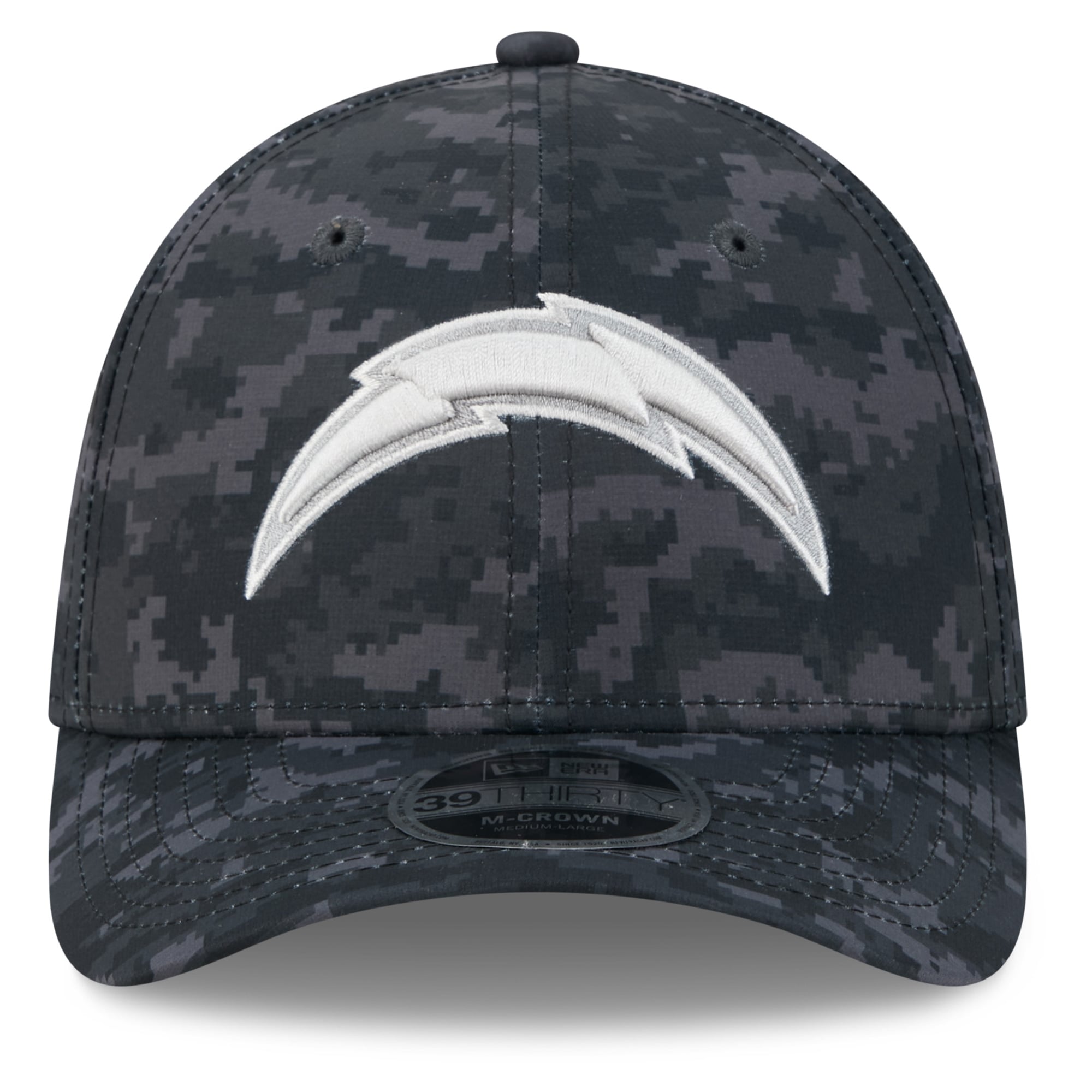 Casquette extensible New Era noire pour homme Los Angeles Chargers 2026 Salute To Service 39THIRTY M-Crown