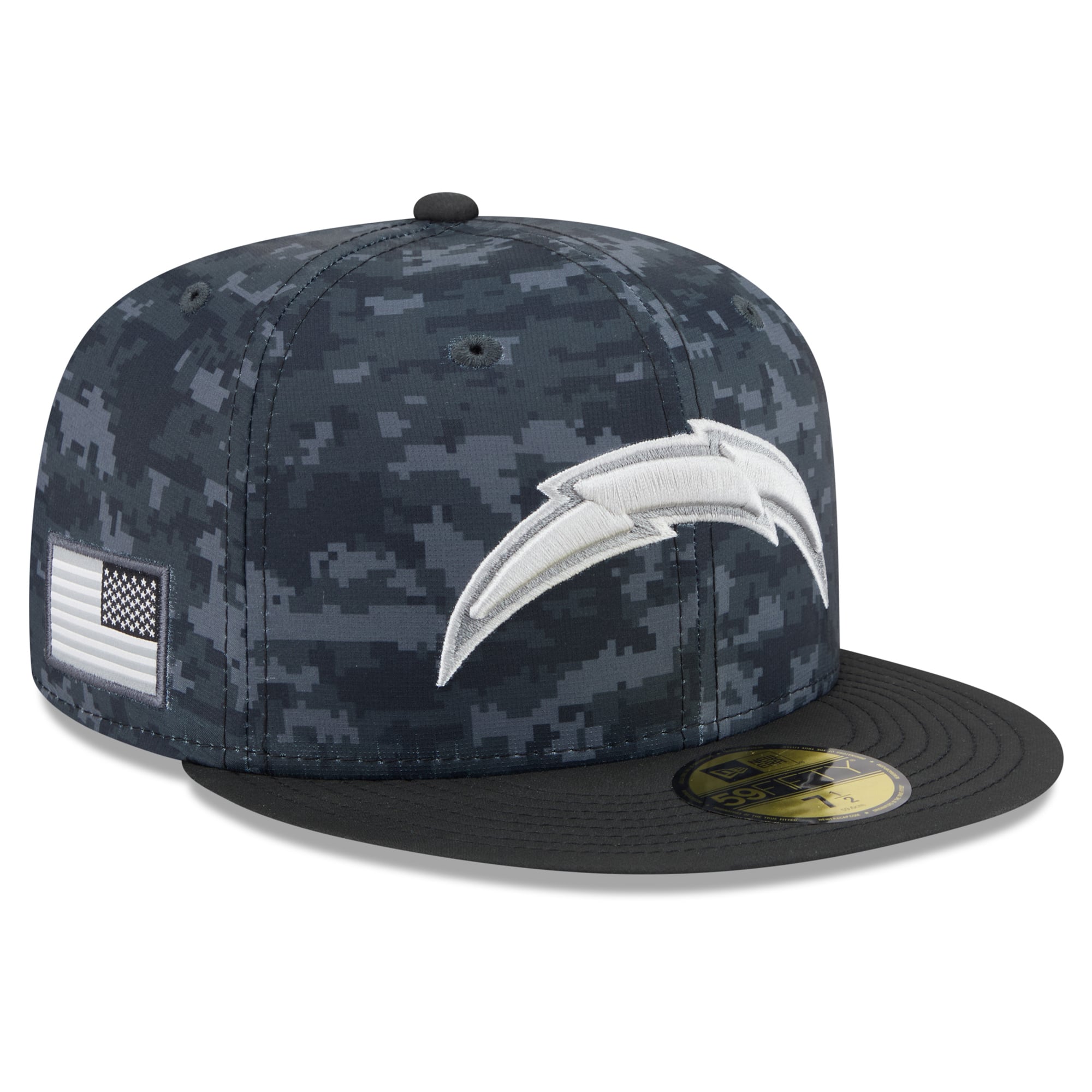 Casquette ajustée New Era noire pour homme Los Angeles Chargers 2026 Salute To Service 59FIFTY