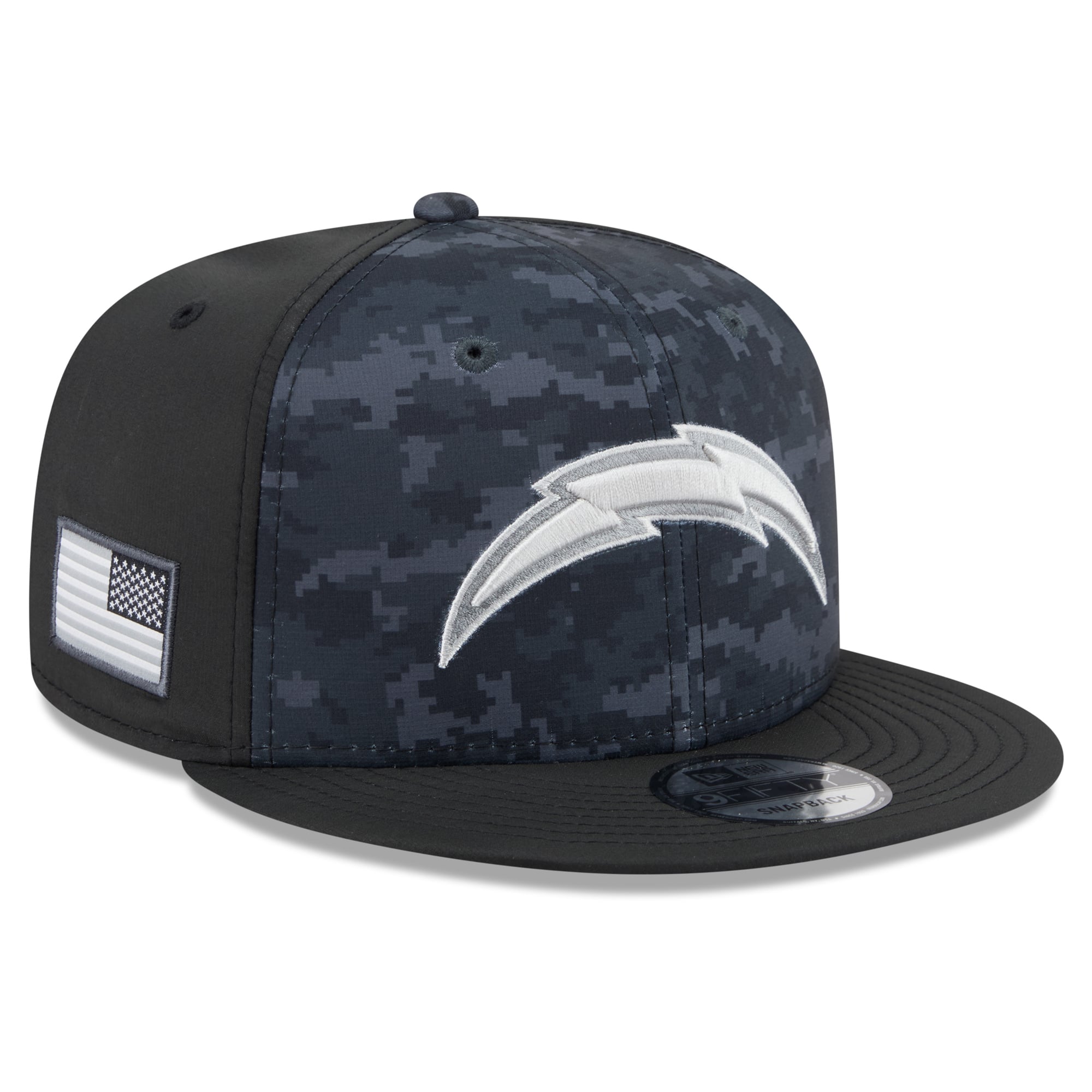 Casquette snapback New Era noire pour homme Los Angeles Chargers 2026 Salute To Service 9FIFTY