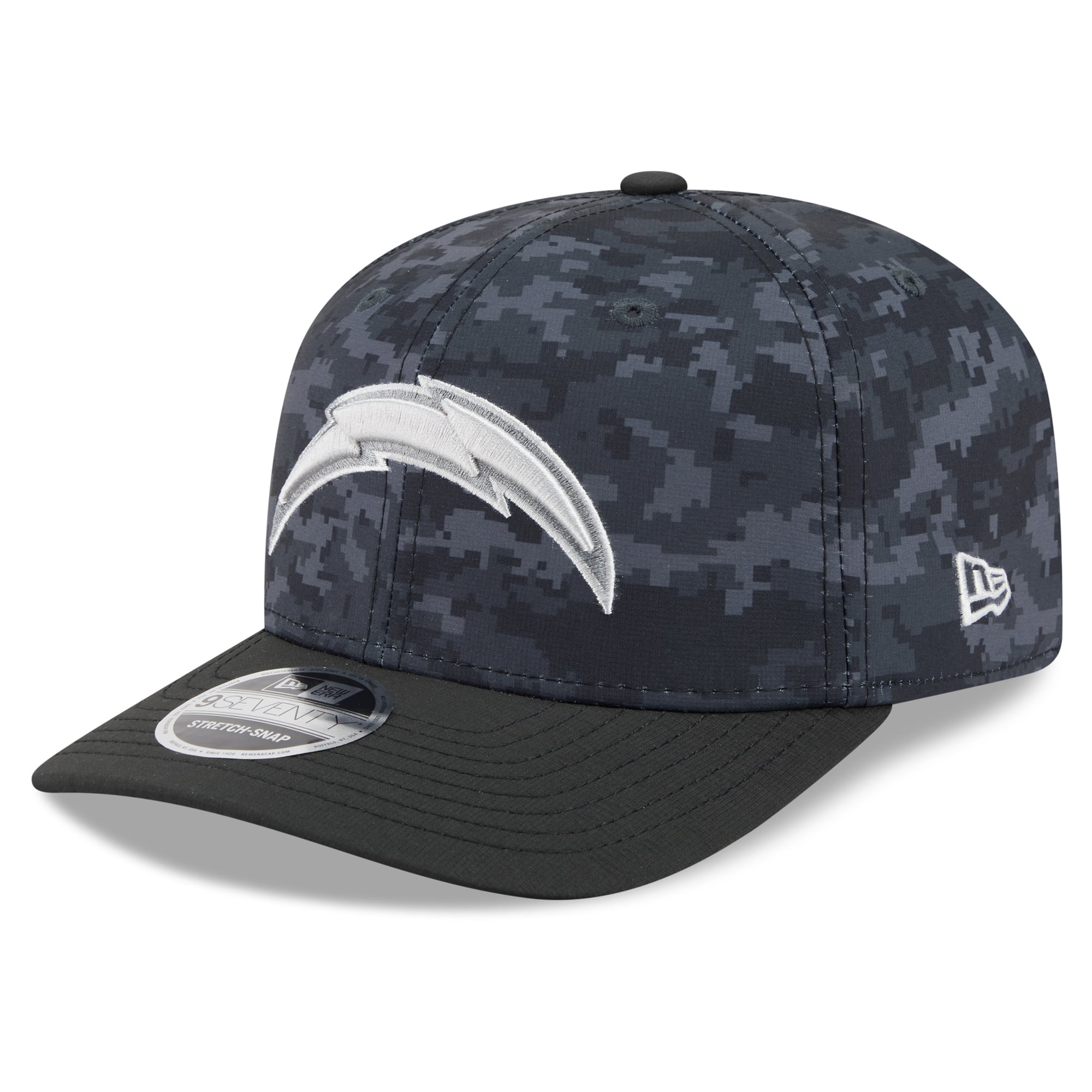 Casquette ajustable New Era noire pour homme Los Angeles Chargers 2026 Salute To Service 9SEVENTY