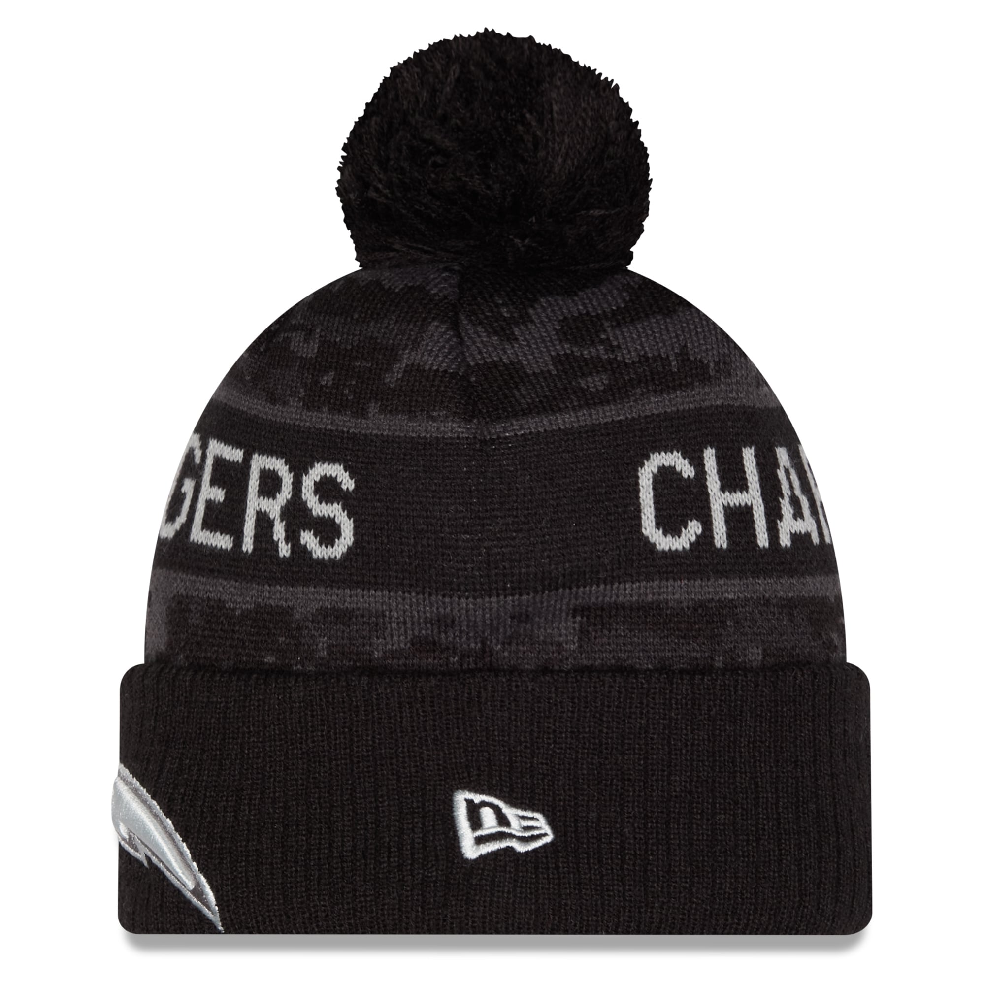 Bonnet à revers New Era noir pour homme, Los Angeles Chargers 2026 Salute To Service, avec pompon