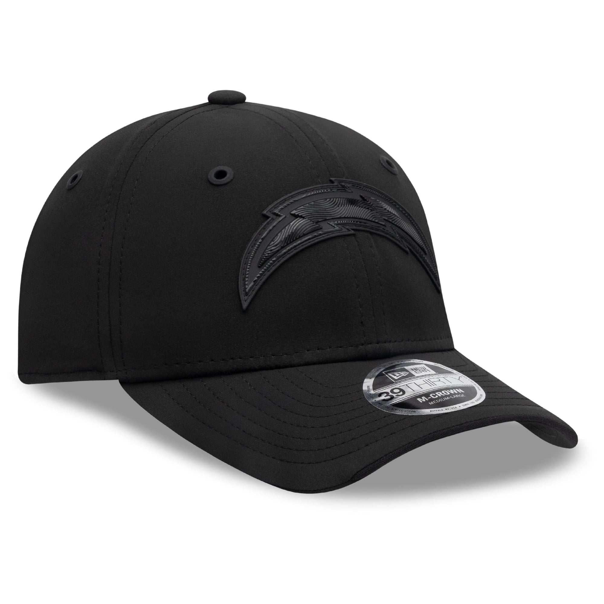 Casquette extensible New Era noire Los Angeles Chargers 2026 Sideline 39THIRTY M-Crown pour homme