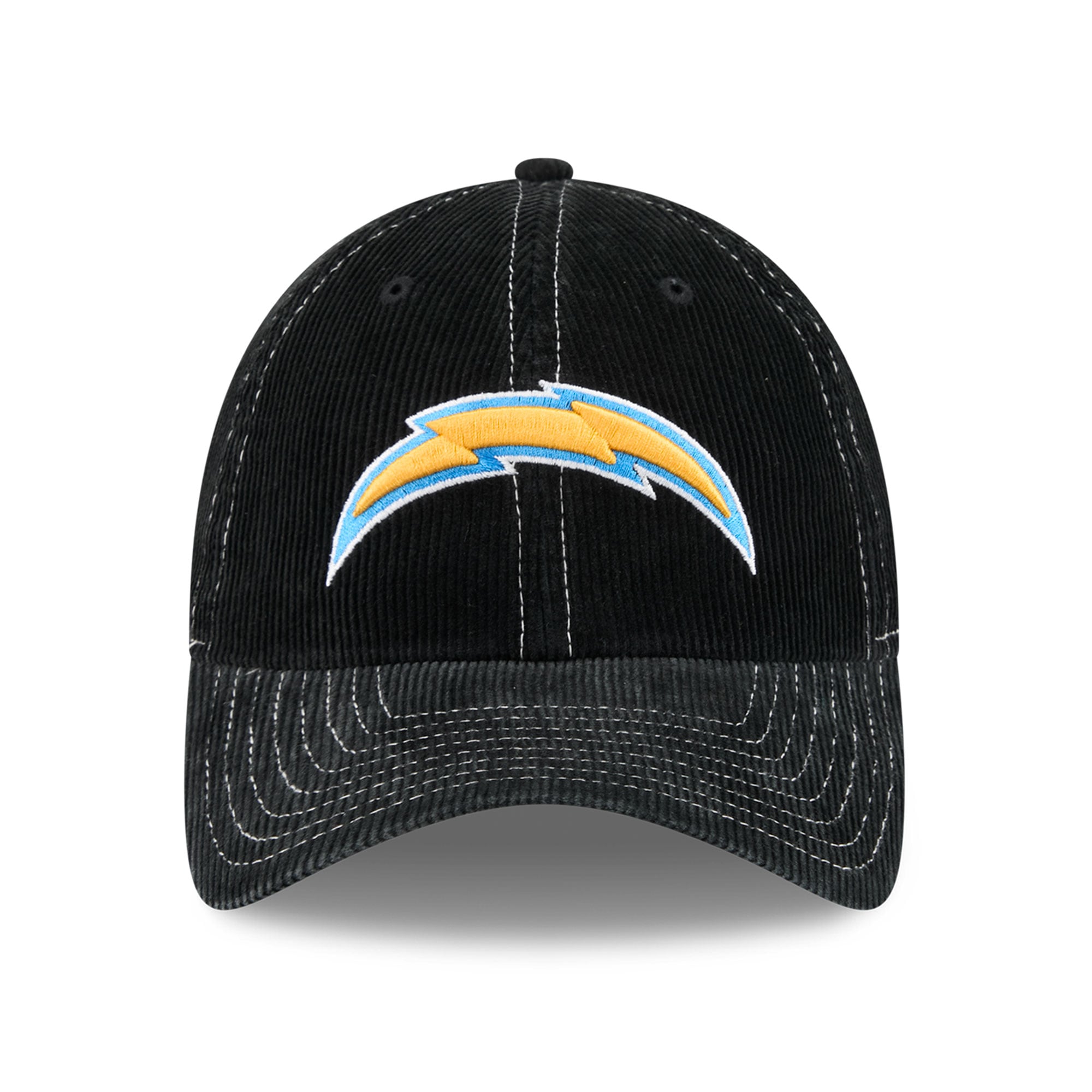 Casquette New Era noire pour homme, Los Angeles Chargers, en velours côtelé, style classique décontracté et ajustable