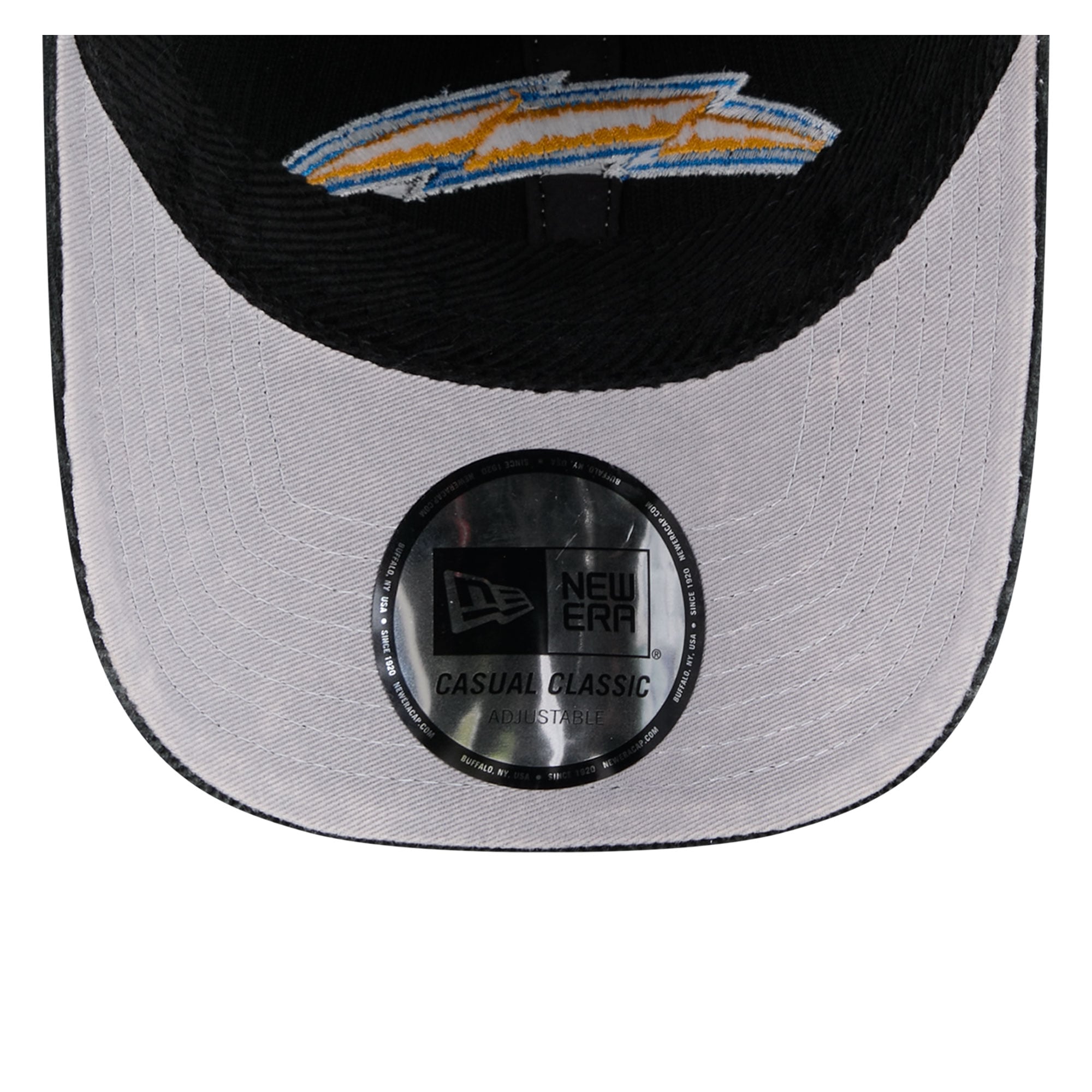 Casquette New Era noire pour homme, Los Angeles Chargers, en velours côtelé, style classique décontracté et ajustable