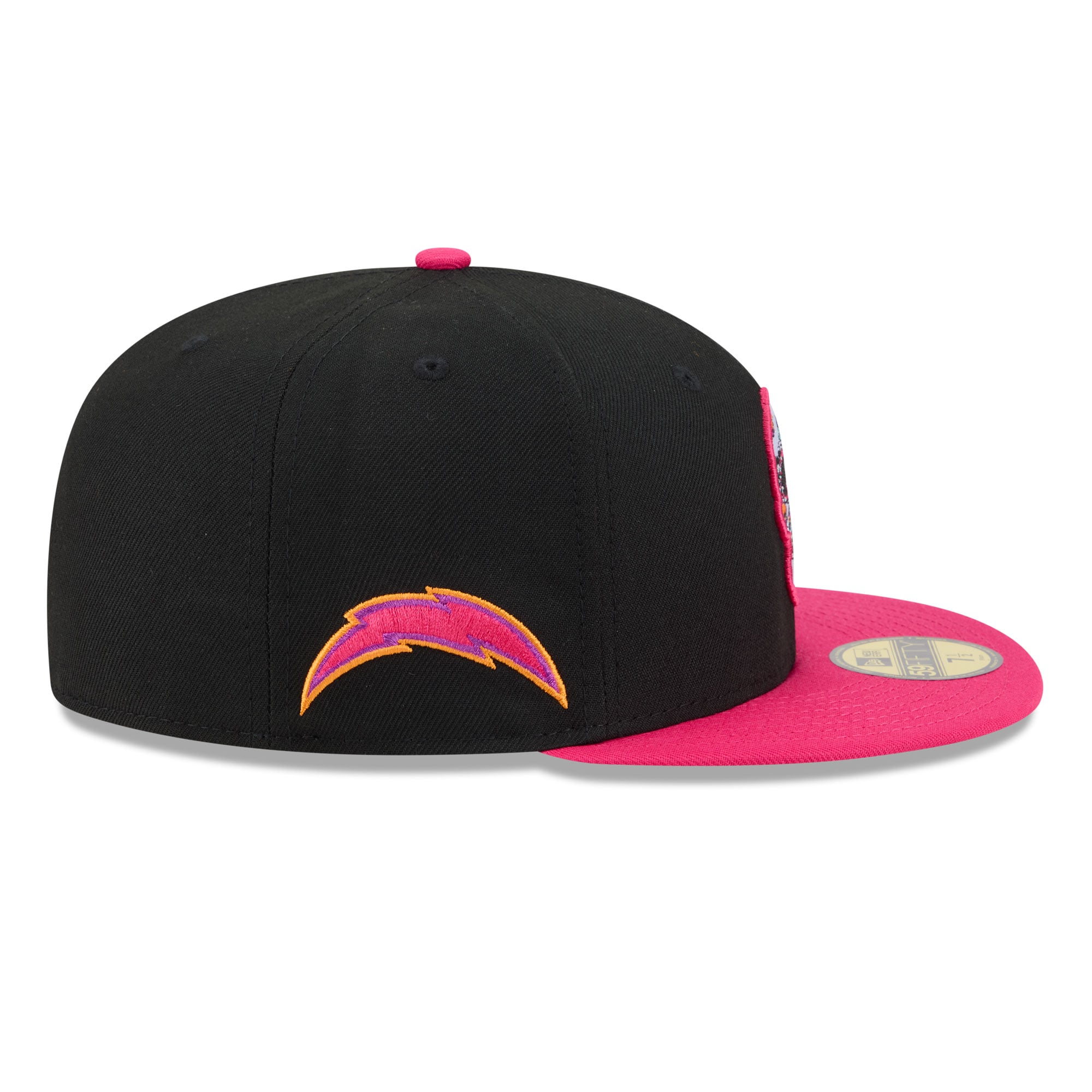 Casquette ajustée New Era 59FIFTY pour homme, noire et rose, Los Angeles Chargers, édition spéciale Jour des Morts