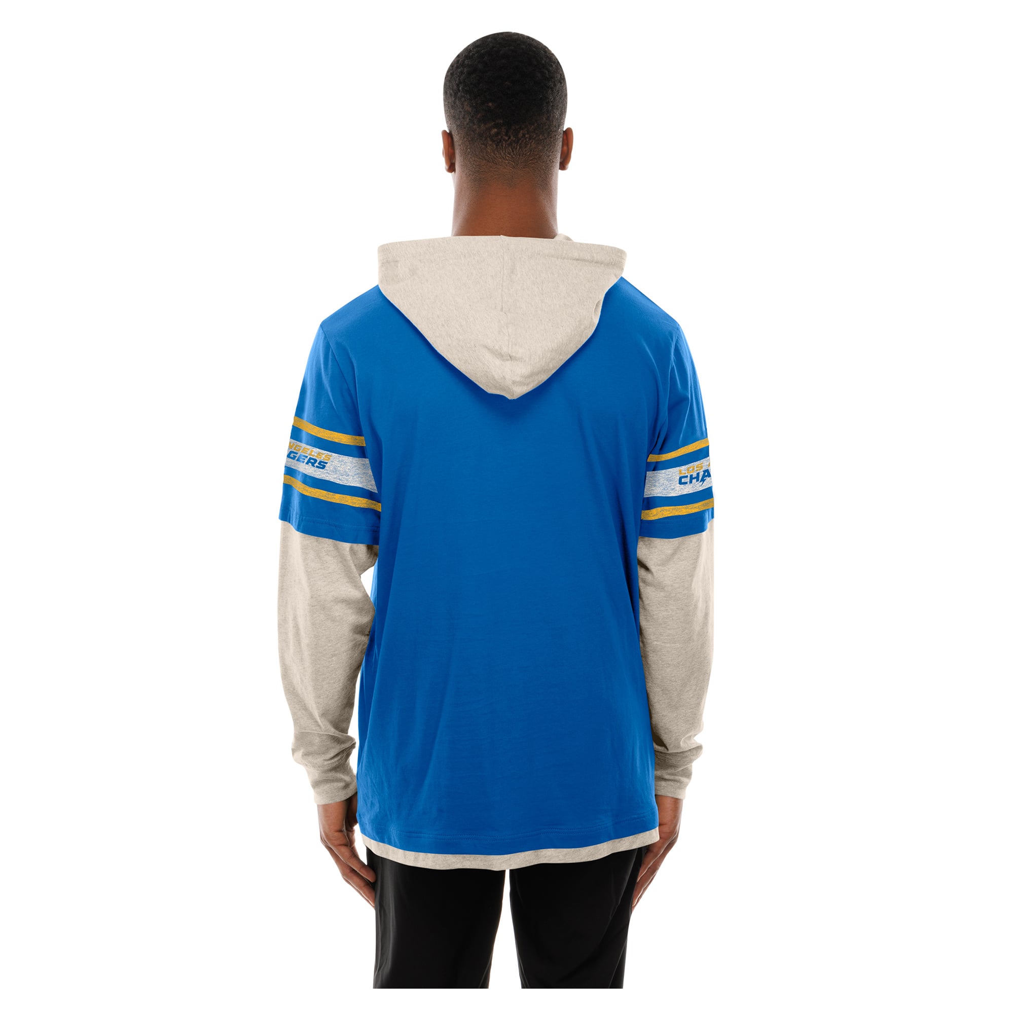 T-shirt à capuche manches longues superposées New Era bleu Los Angeles Chargers pour homme