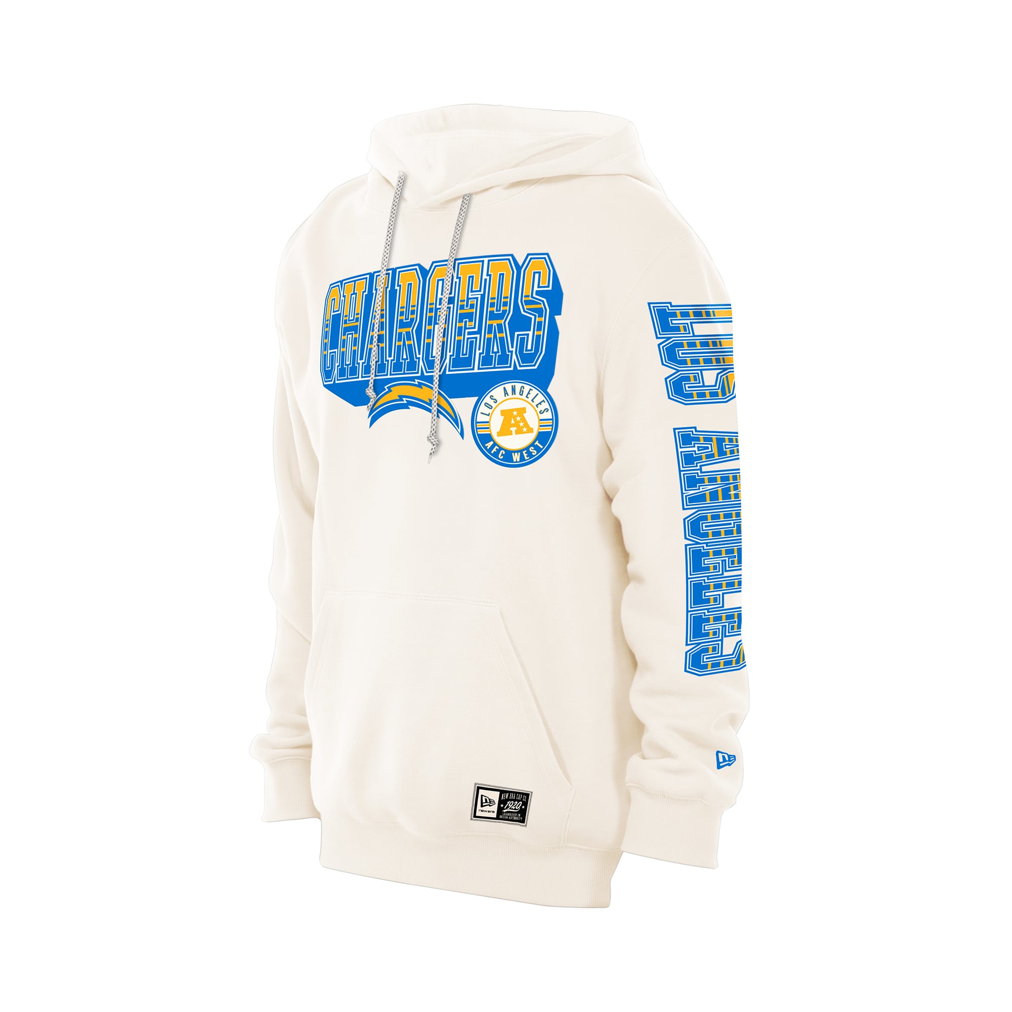 Men's New Era Cream Los Angeles Chargers Dune Dust Hoodie