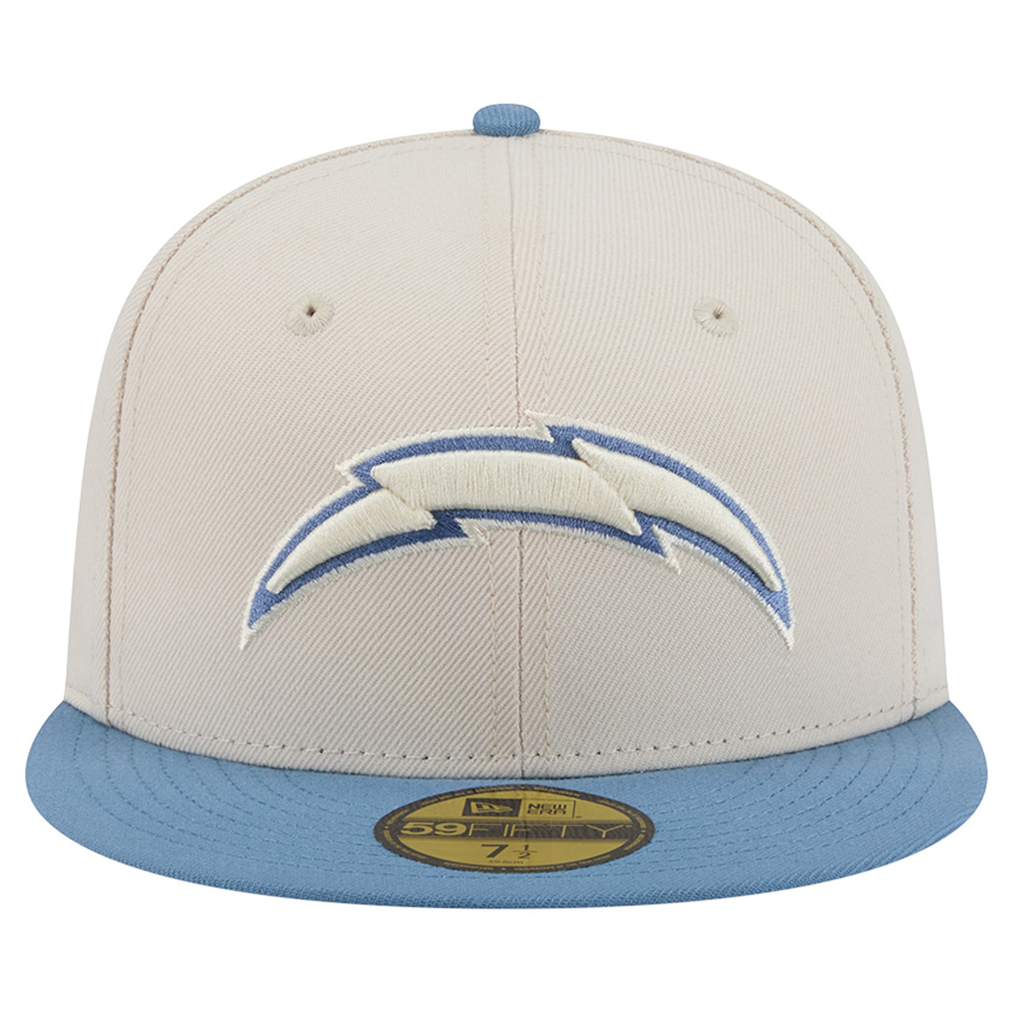 Casquette ajustée New Era 59FIFTY crème/bleue Los Angeles Chargers pour homme