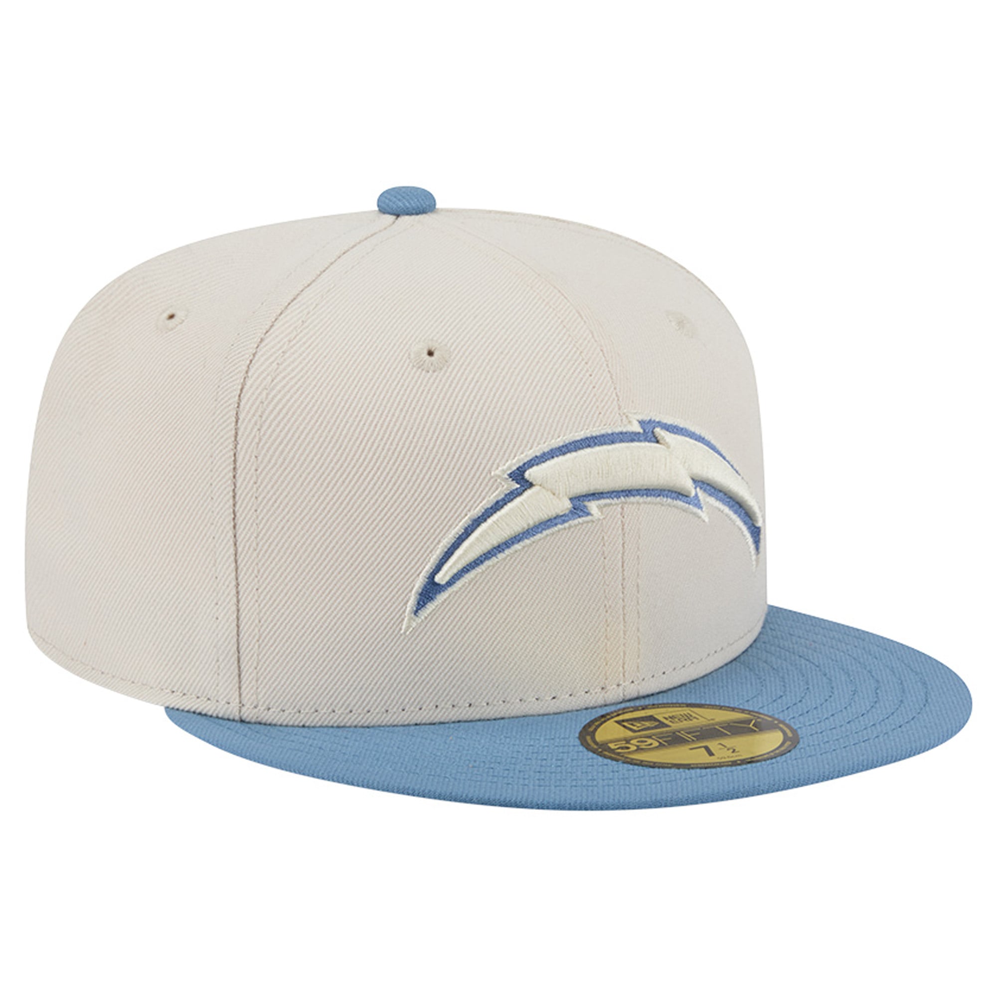 Casquette ajustée New Era 59FIFTY crème/bleue Los Angeles Chargers pour homme