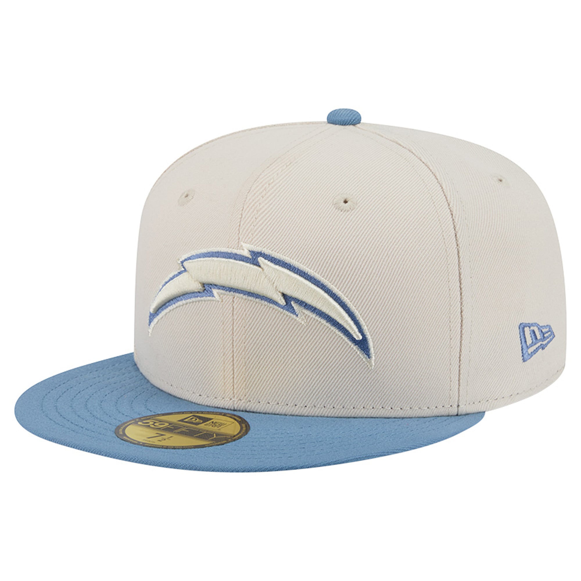 Casquette ajustée New Era 59FIFTY crème/bleue Los Angeles Chargers pour homme
