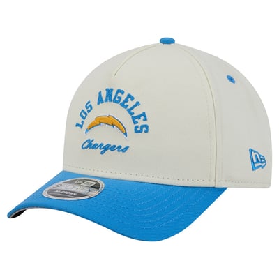 Los Angeles Chargers New Era Arch 9FORTY A-Frame M-Crown Adjustable Hat - Cream/Powder Blue