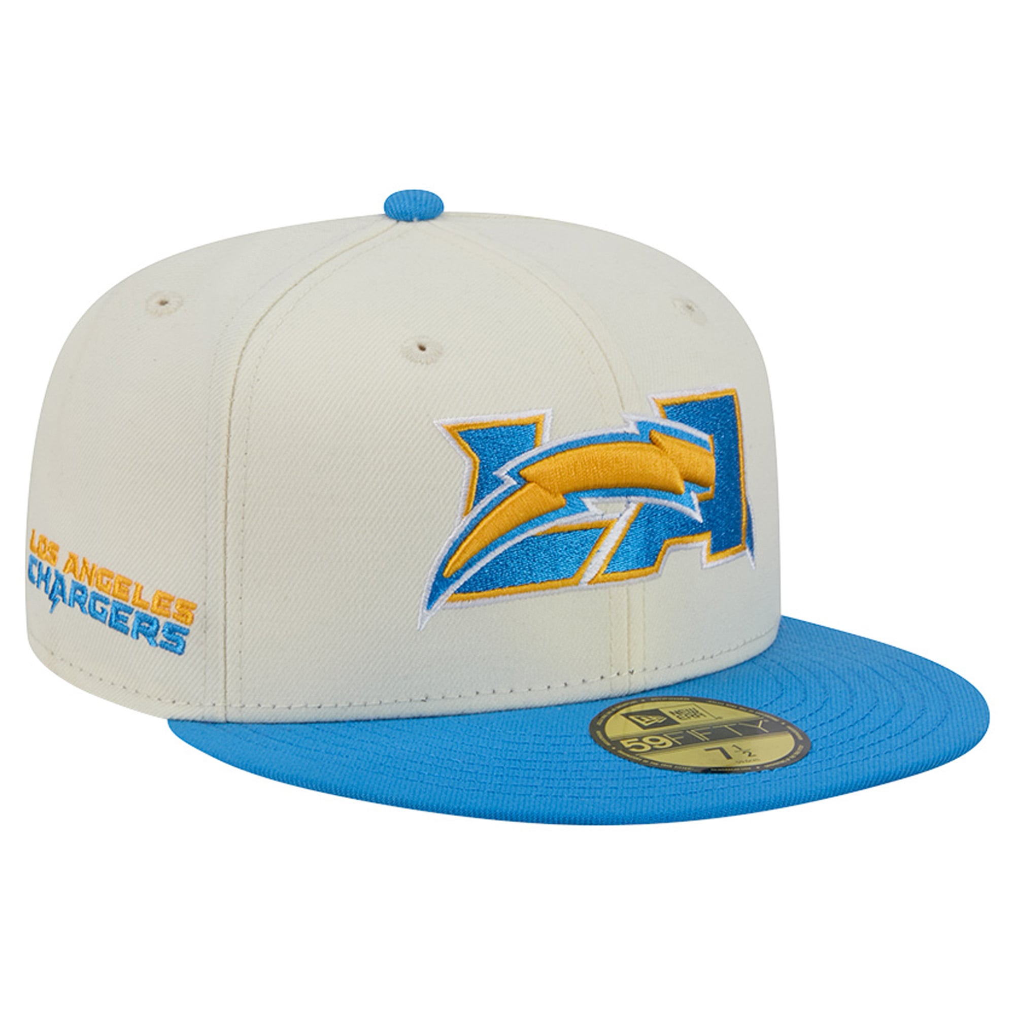 Men's New Era Cream/Powder Blue Los Angeles Chargers Deceptor 59FIFTY Fitted Hat