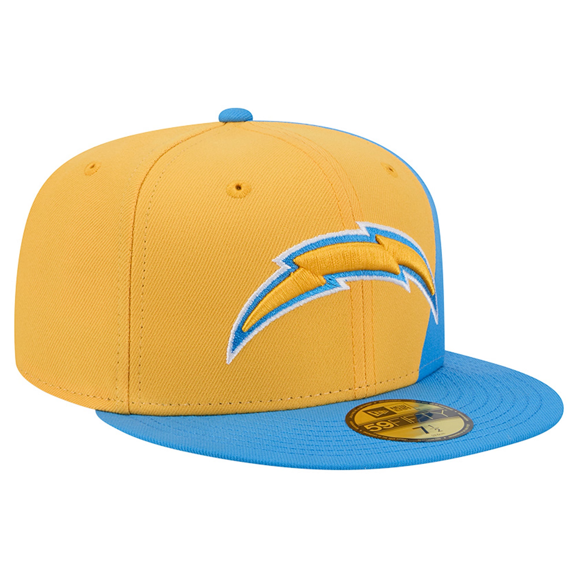 Men's New Era Gold/Powder Blue Los Angeles Chargers Shock 59FIFTY Fitted Hat