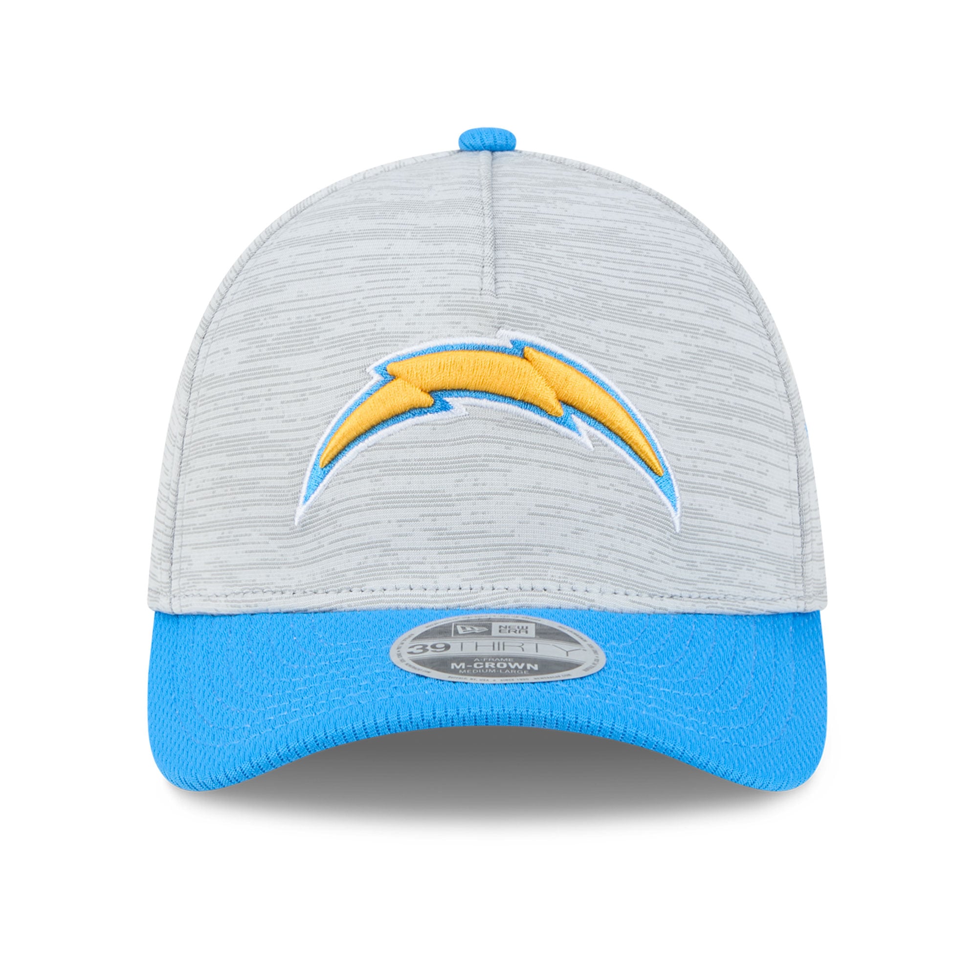 Casquette New Era Flex pour homme, grise/bleu ciel, Los Angeles Chargers, Tech M-Crown A-Frame 39THIRTY