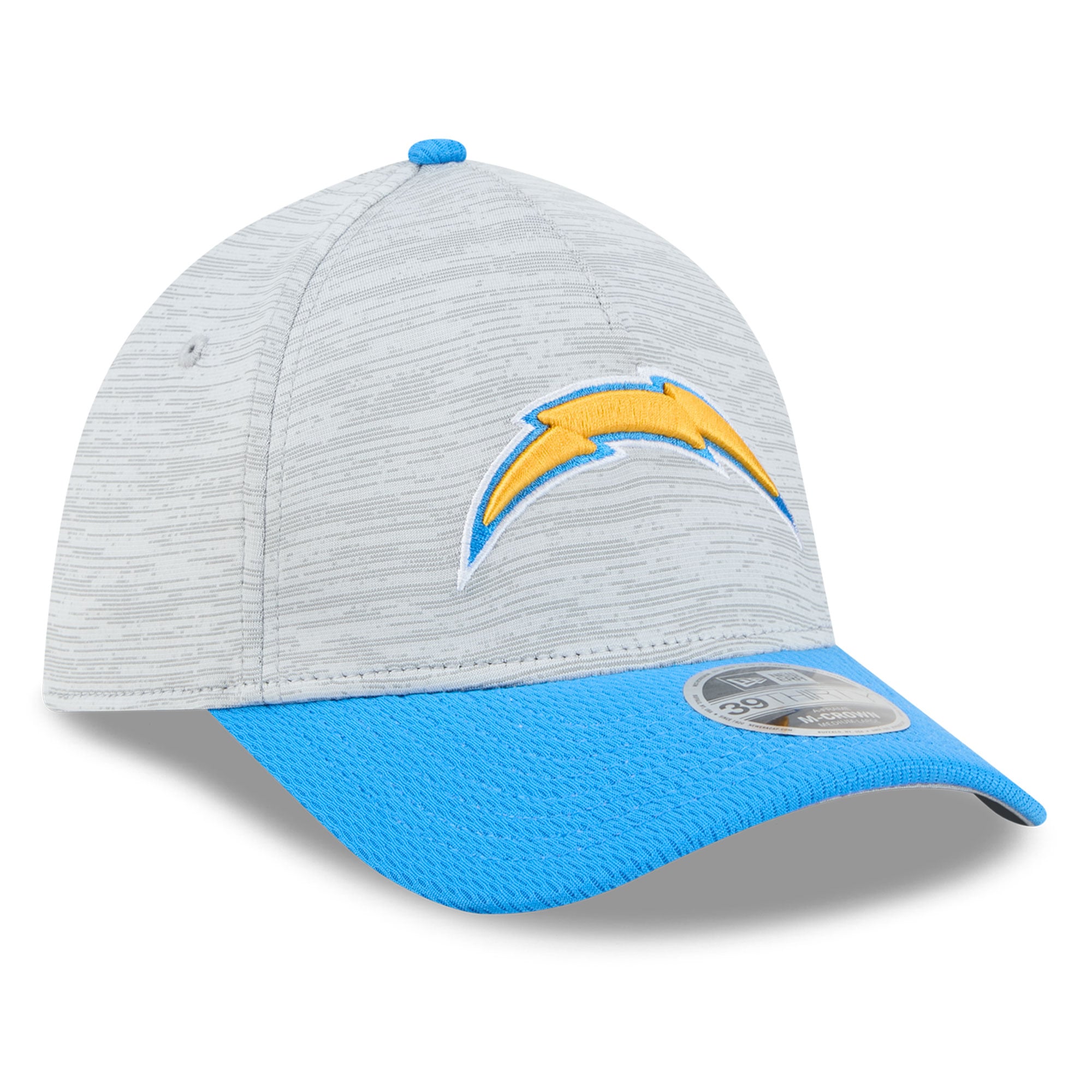 Casquette New Era Flex pour homme, grise/bleu ciel, Los Angeles Chargers, Tech M-Crown A-Frame 39THIRTY