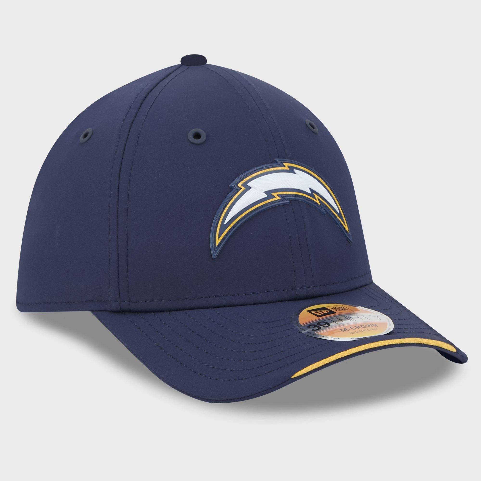 Casquette New Era bleu marine Los Angeles Chargers 2026 Sideline 39THIRTY M-Crown Flex pour homme