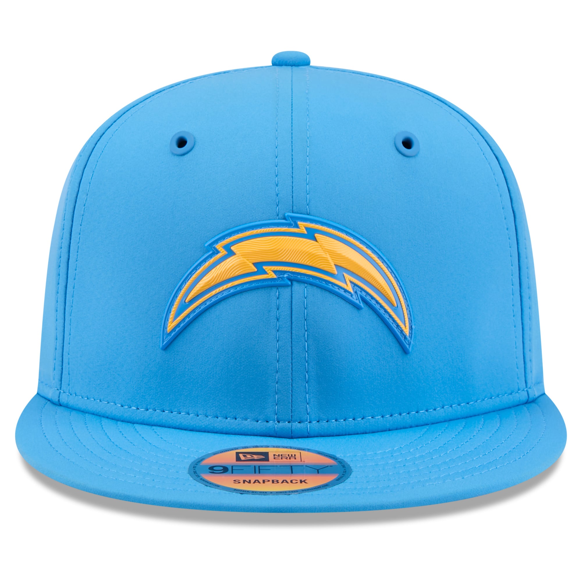 Casquette snapback New Era 9FIFTY bleu poudré Los Angeles Chargers 2026 Sideline pour homme
