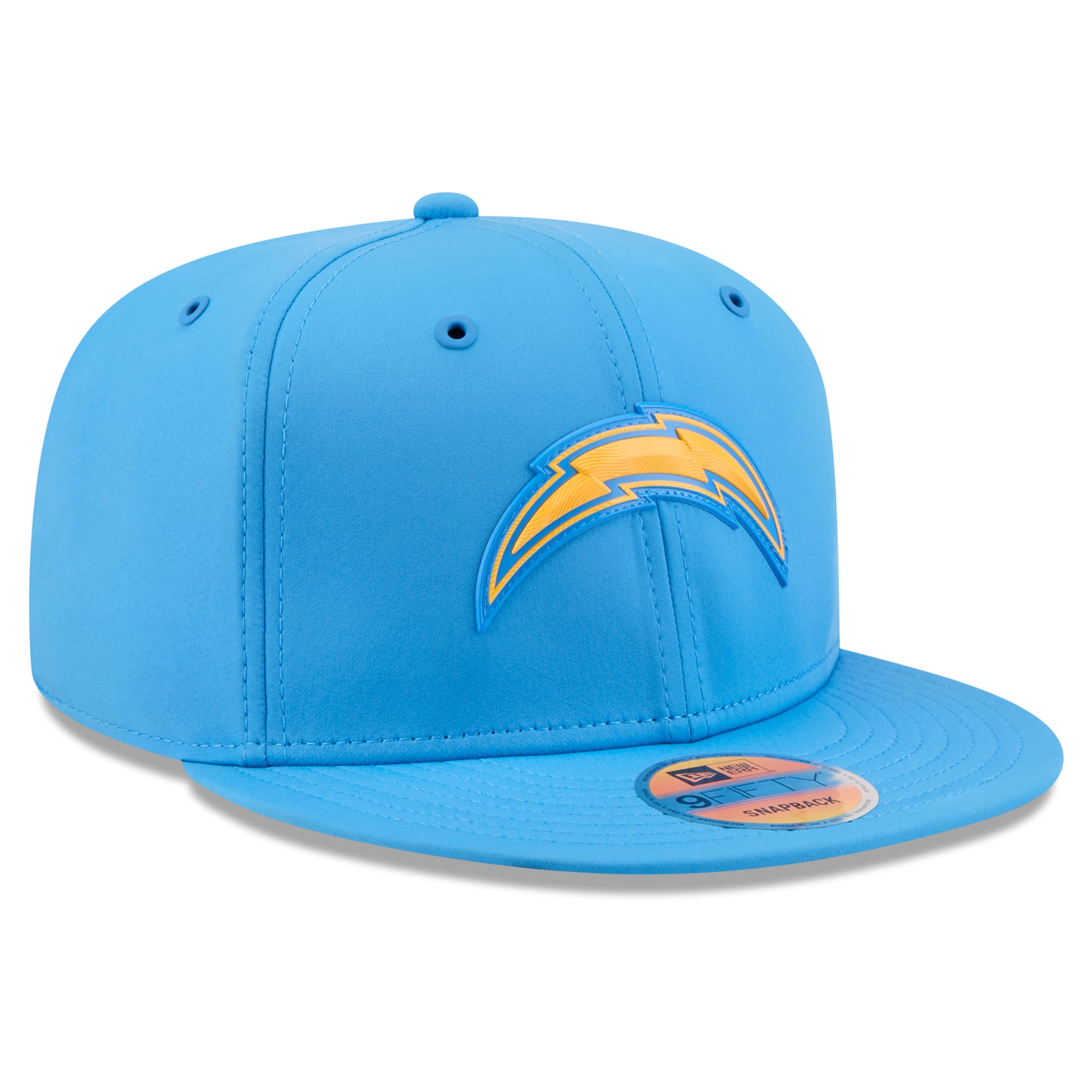Casquette snapback New Era 9FIFTY bleu poudré Los Angeles Chargers 2026 Sideline pour homme