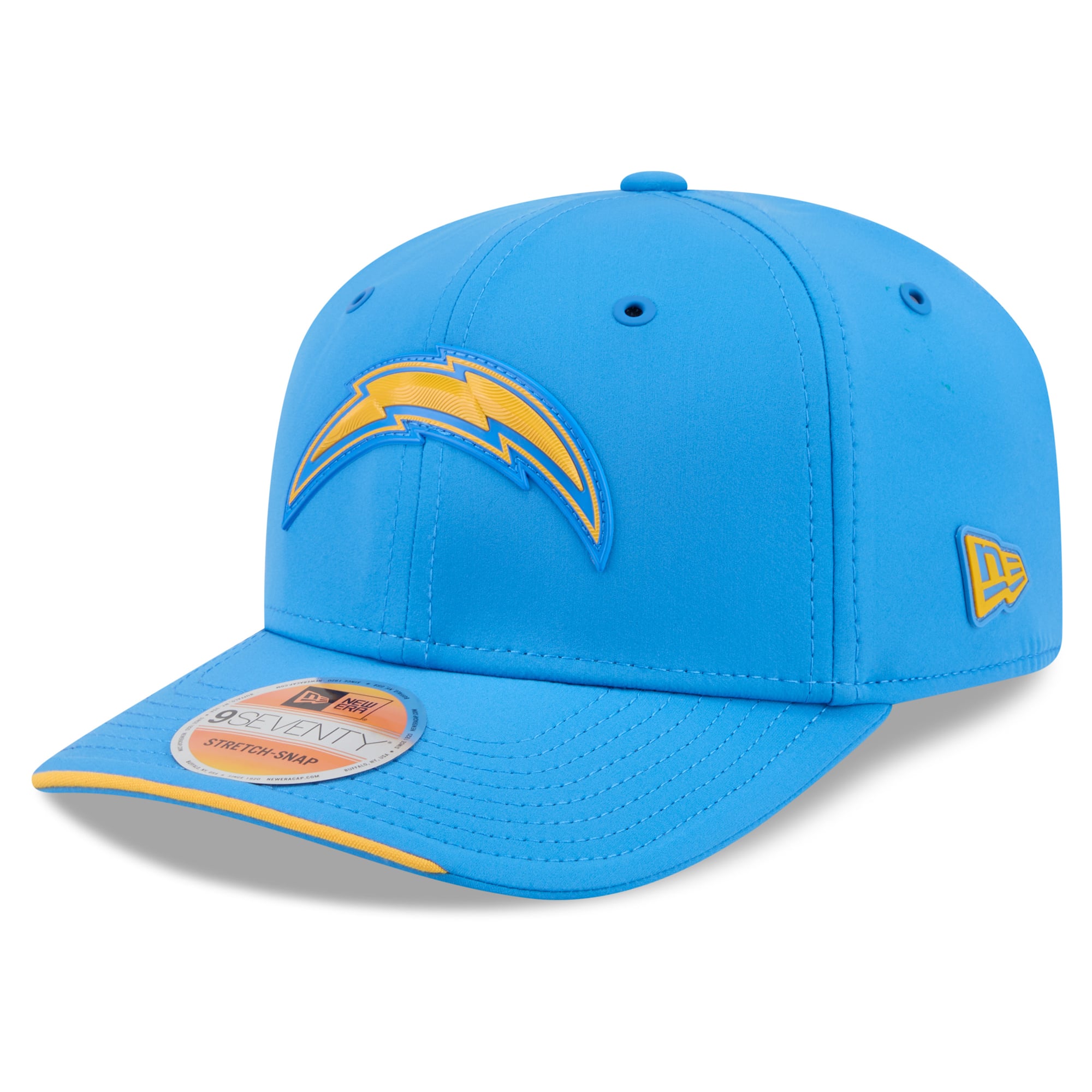 Casquette ajustable New Era bleu poudré Los Angeles Chargers 2026 Sideline 9SEVENTY pour homme