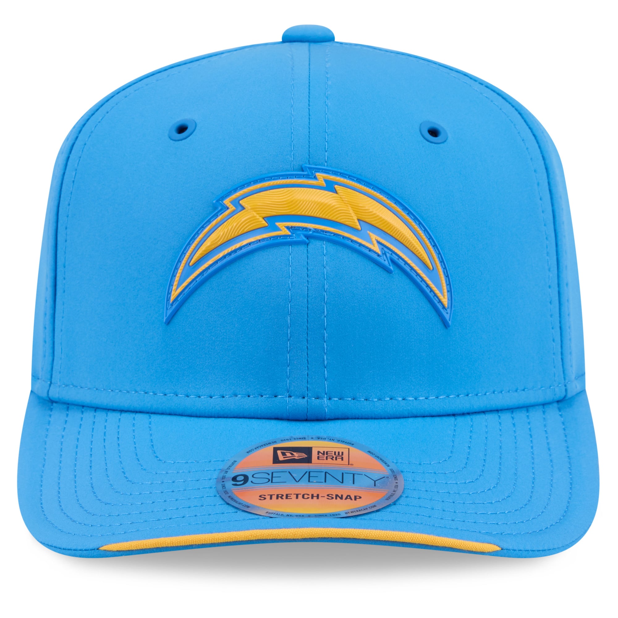 Casquette ajustable New Era bleu poudré Los Angeles Chargers 2026 Sideline 9SEVENTY pour homme