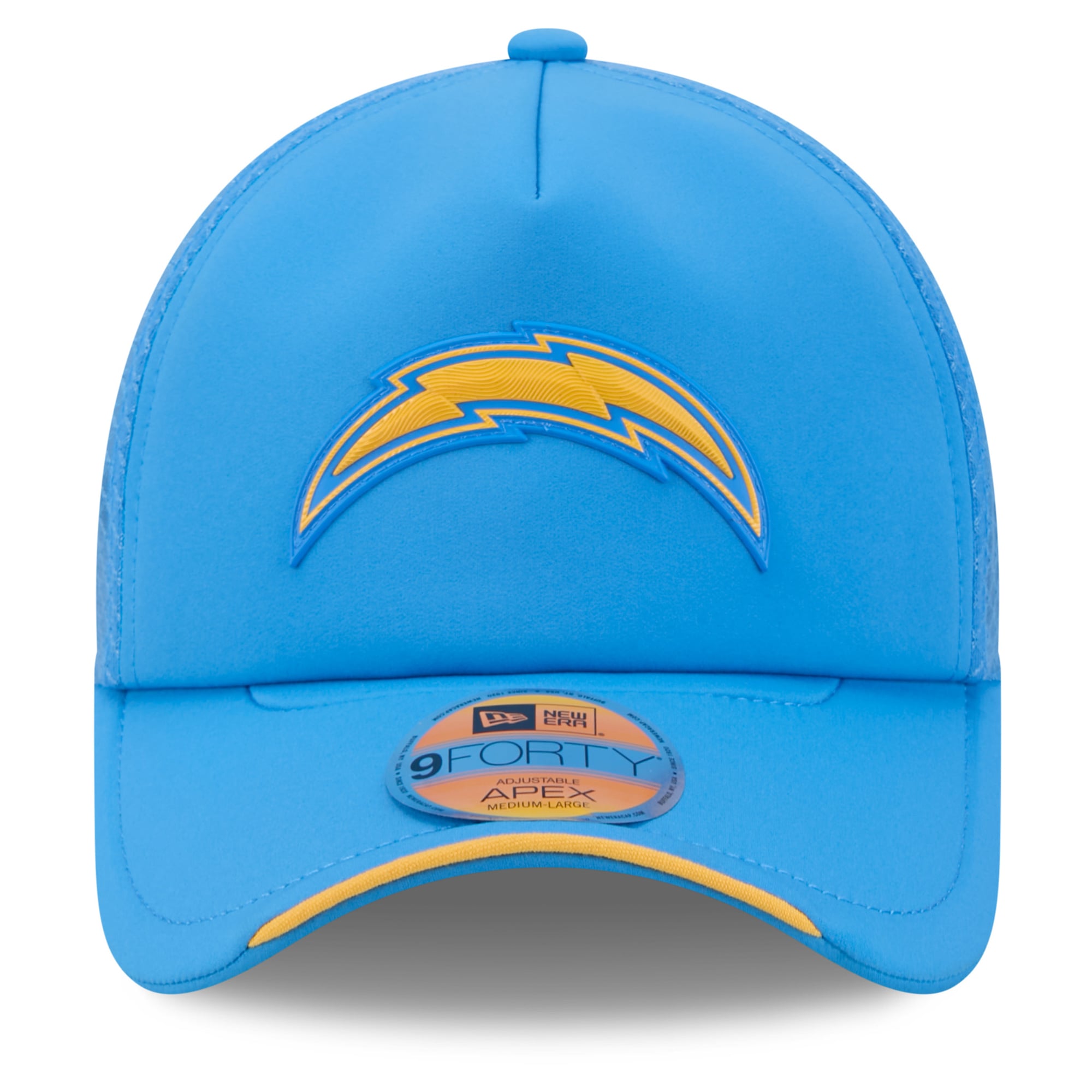 Men's New Era Powder Blue Los Angeles Chargers 2026 Sideline Apex 9FORTY Adjustable Trucker Hat