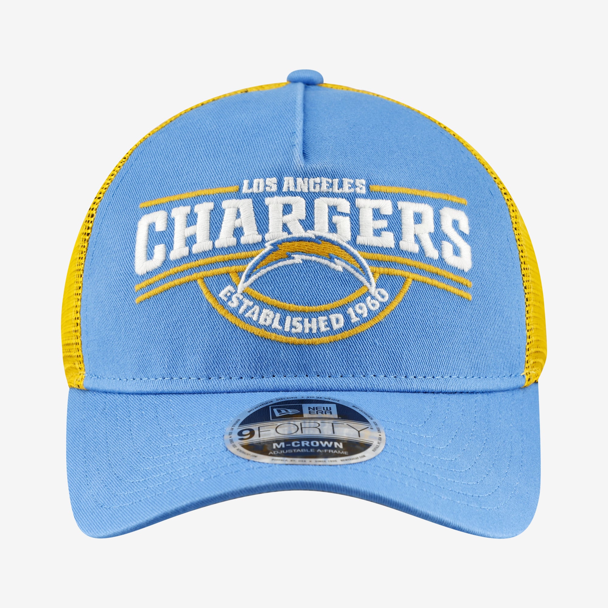 Casquette ajustable New Era 9FORTY A-Frame bleu poudré pour homme, Los Angeles Chargers