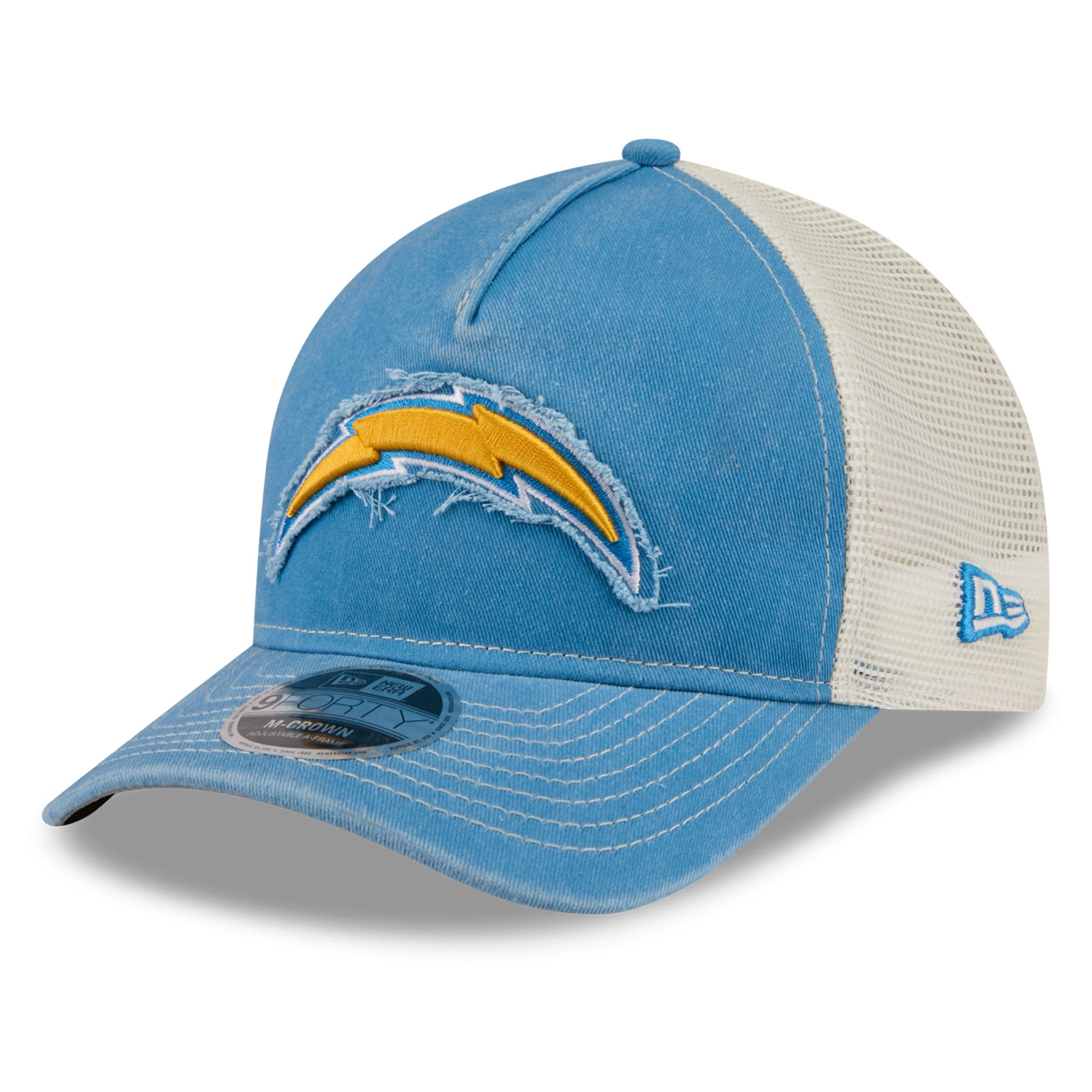Casquette trucker ajustable New Era 9FORTY bleu poudré pour homme, fan des Chargers de Los Angeles.