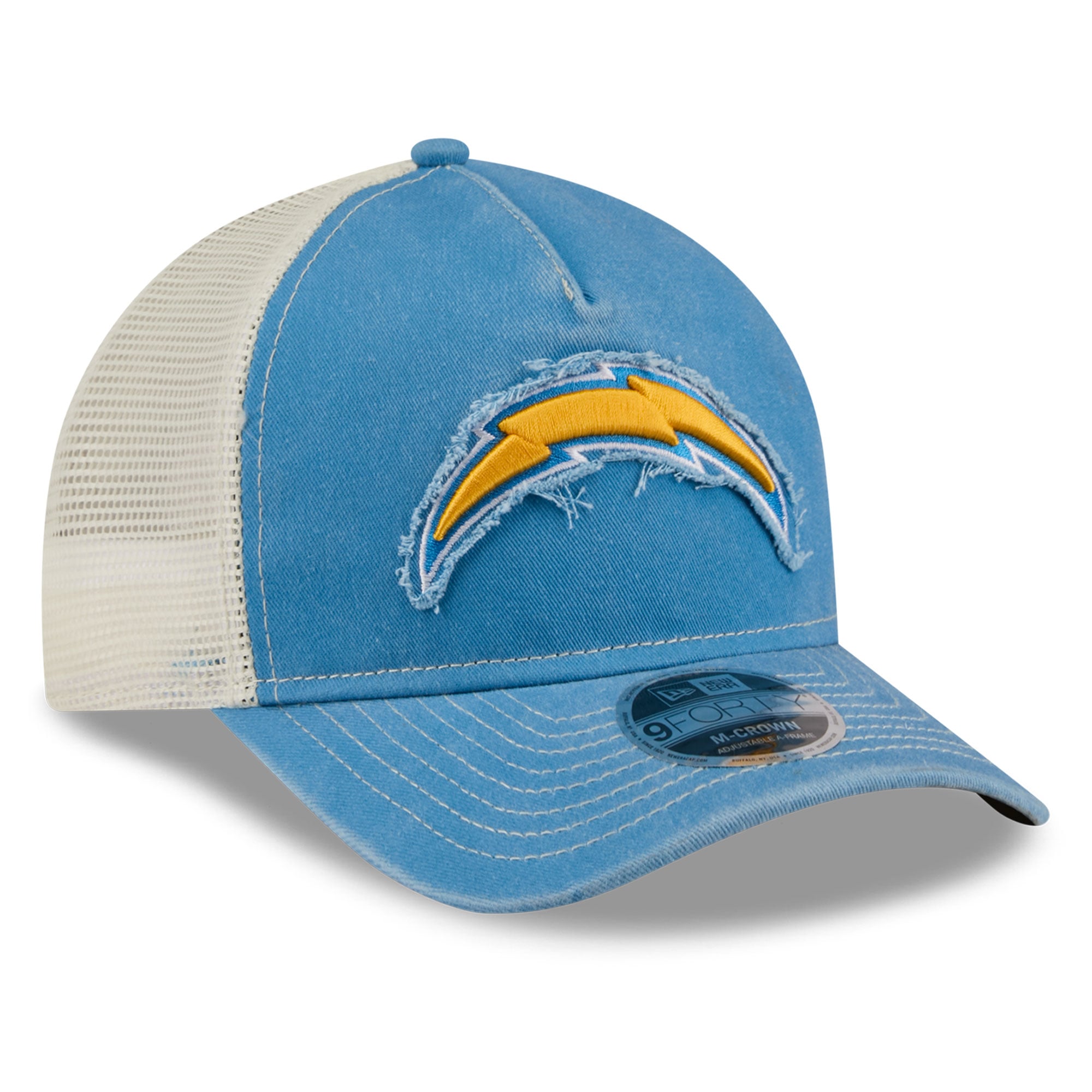 Casquette trucker ajustable New Era 9FORTY bleu poudré pour homme, fan des Chargers de Los Angeles.