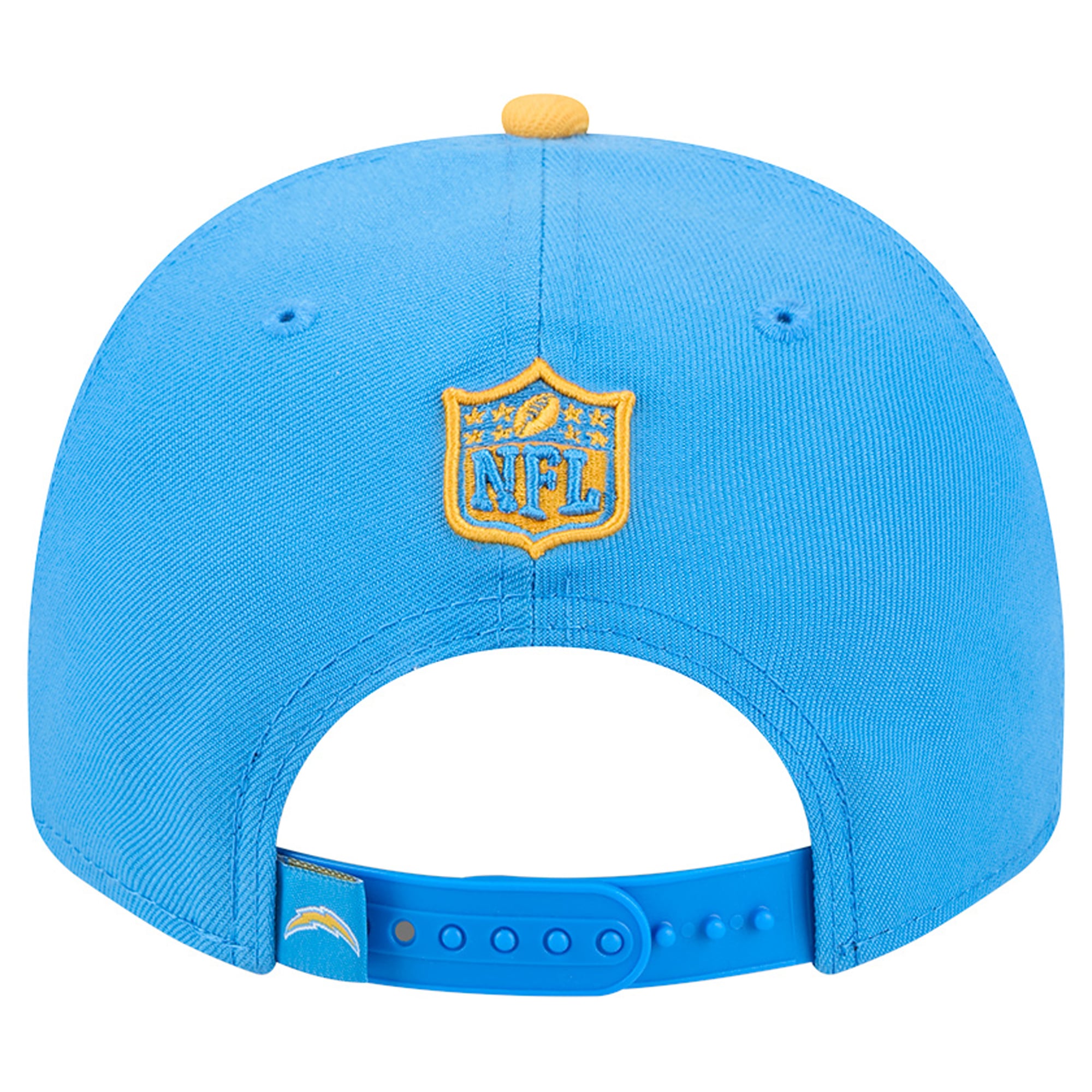 Casquette snapback New Era 9FIFTY pour homme, bleu poudre/or, Los Angeles Chargers, motif dessin animé en forme de A.