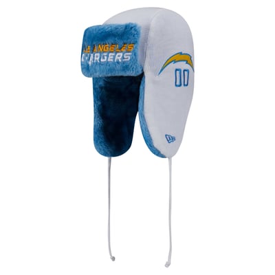 Los Angeles Chargers New Era Helmet Head Trapper Knit Hat - White