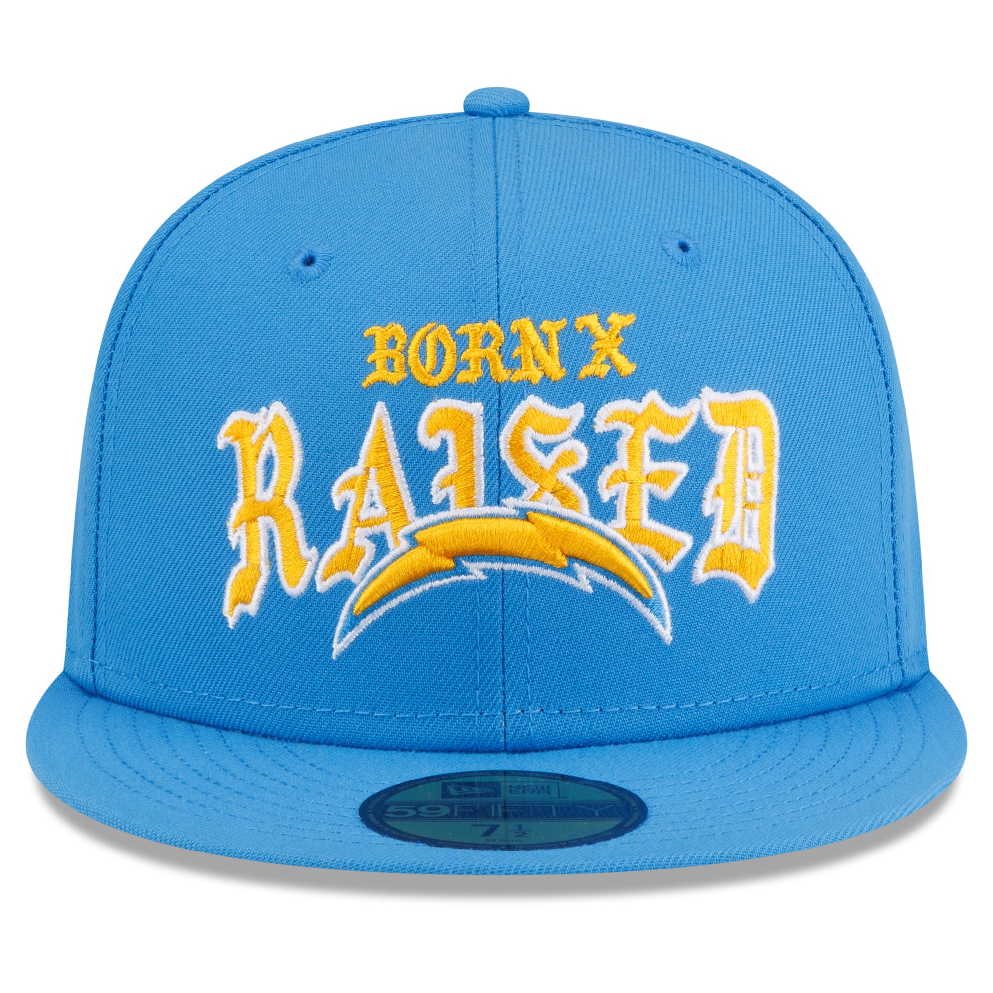 Men's New Era x Born Raised Powder Blue Los Angeles Chargers 59FIFTY Fitted Hat