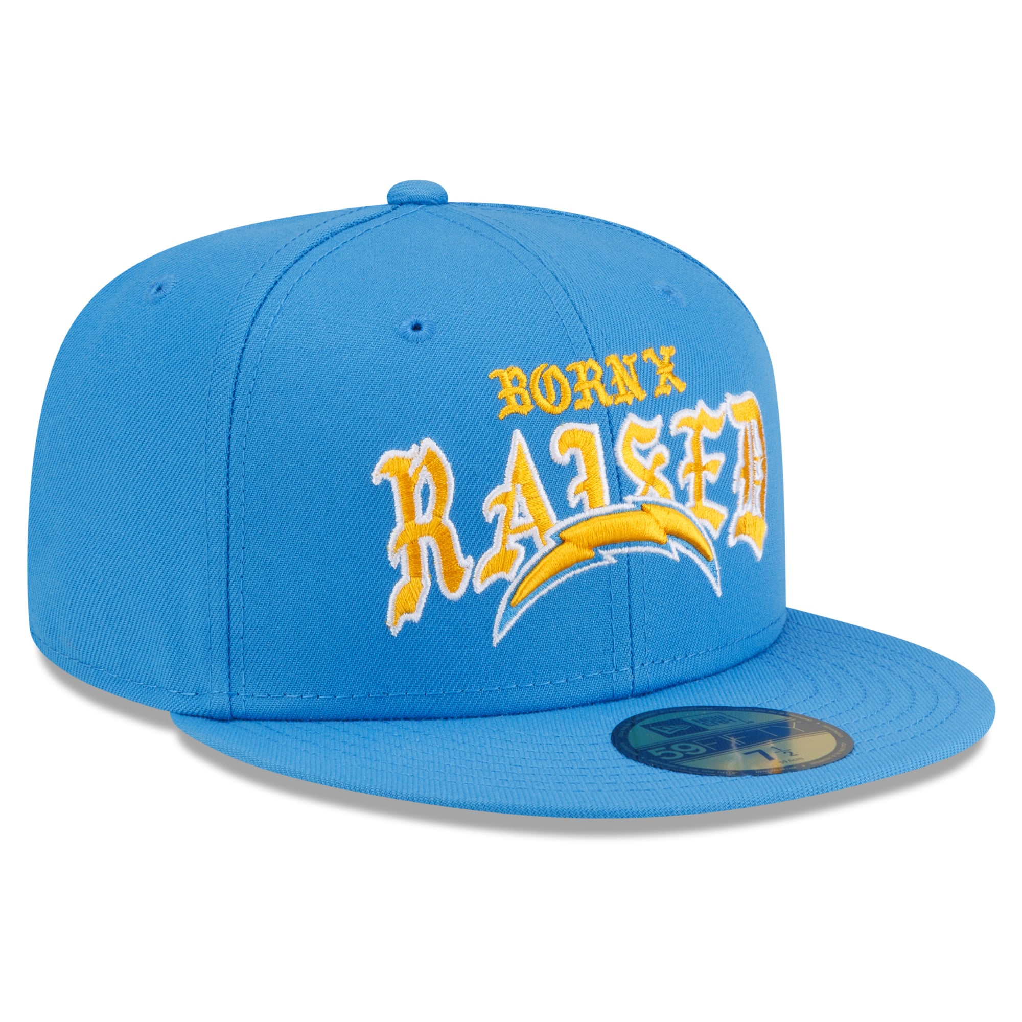 Men's New Era x Born Raised Powder Blue Los Angeles Chargers 59FIFTY Fitted Hat
