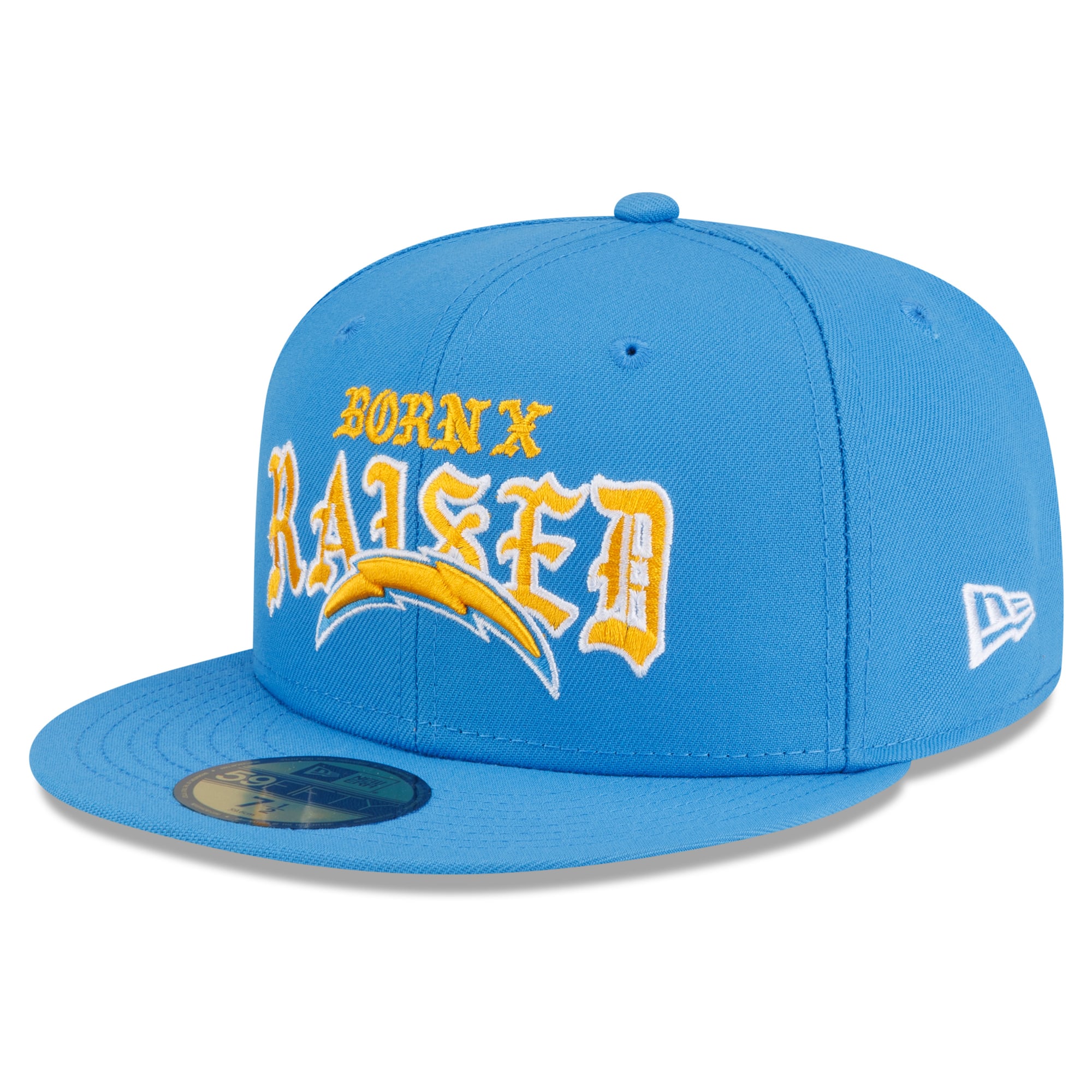 Men's New Era x Born Raised Powder Blue Los Angeles Chargers 59FIFTY Fitted Hat