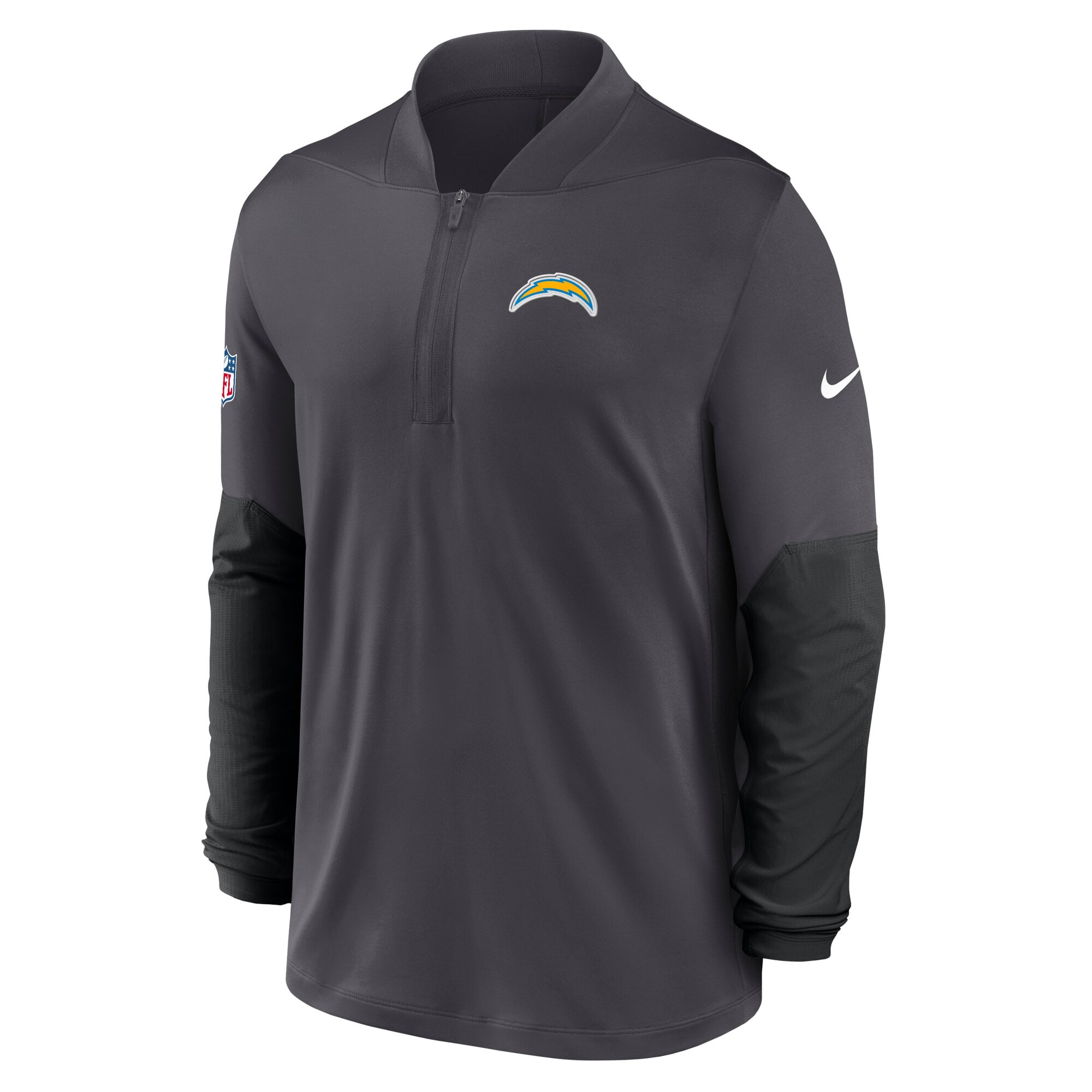 Men's Nike Anthracite Los Angeles Chargers Sideline Dri-FIT Half-Zip Pullover