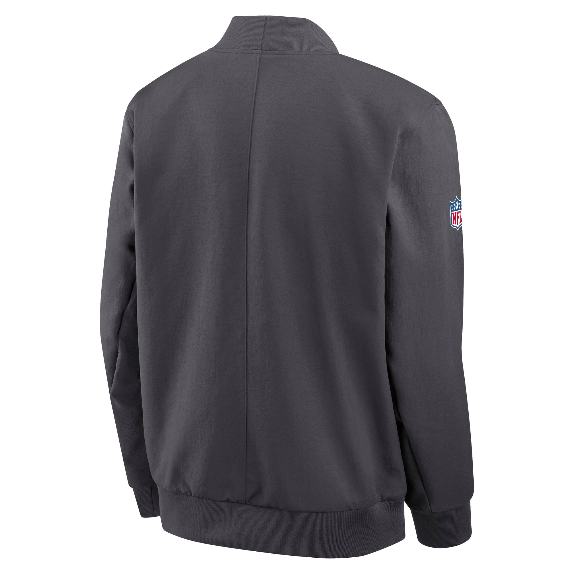 Veste bomber zippée intégrale Nike Dri-FIT anthracite pour homme, Los Angeles Chargers, modèle Sideline Powerful Blocking.