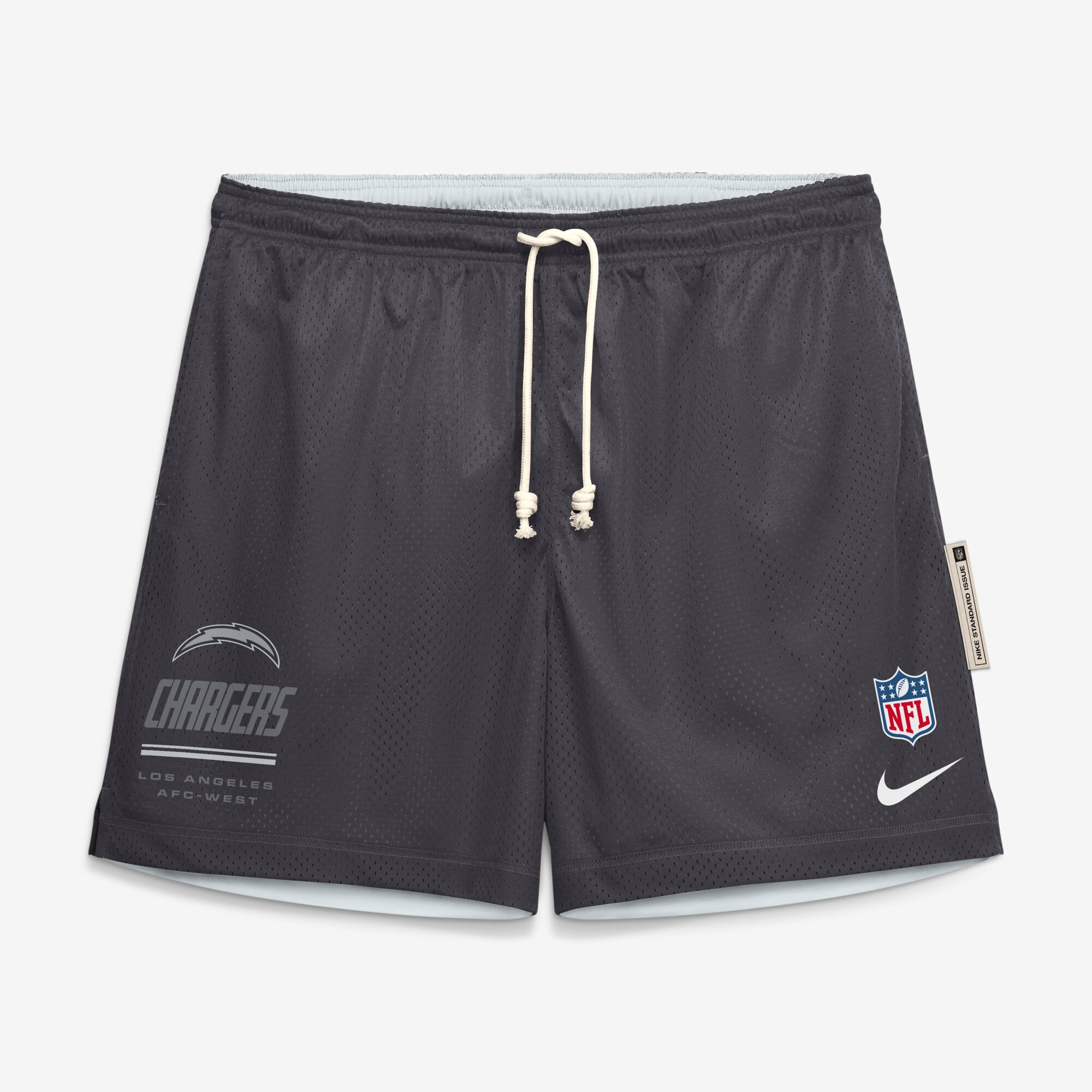 Short réversible Nike Dri-FIT Sideline Standard Issue pour homme, couleur anthracite/platine, Los Angeles Chargers