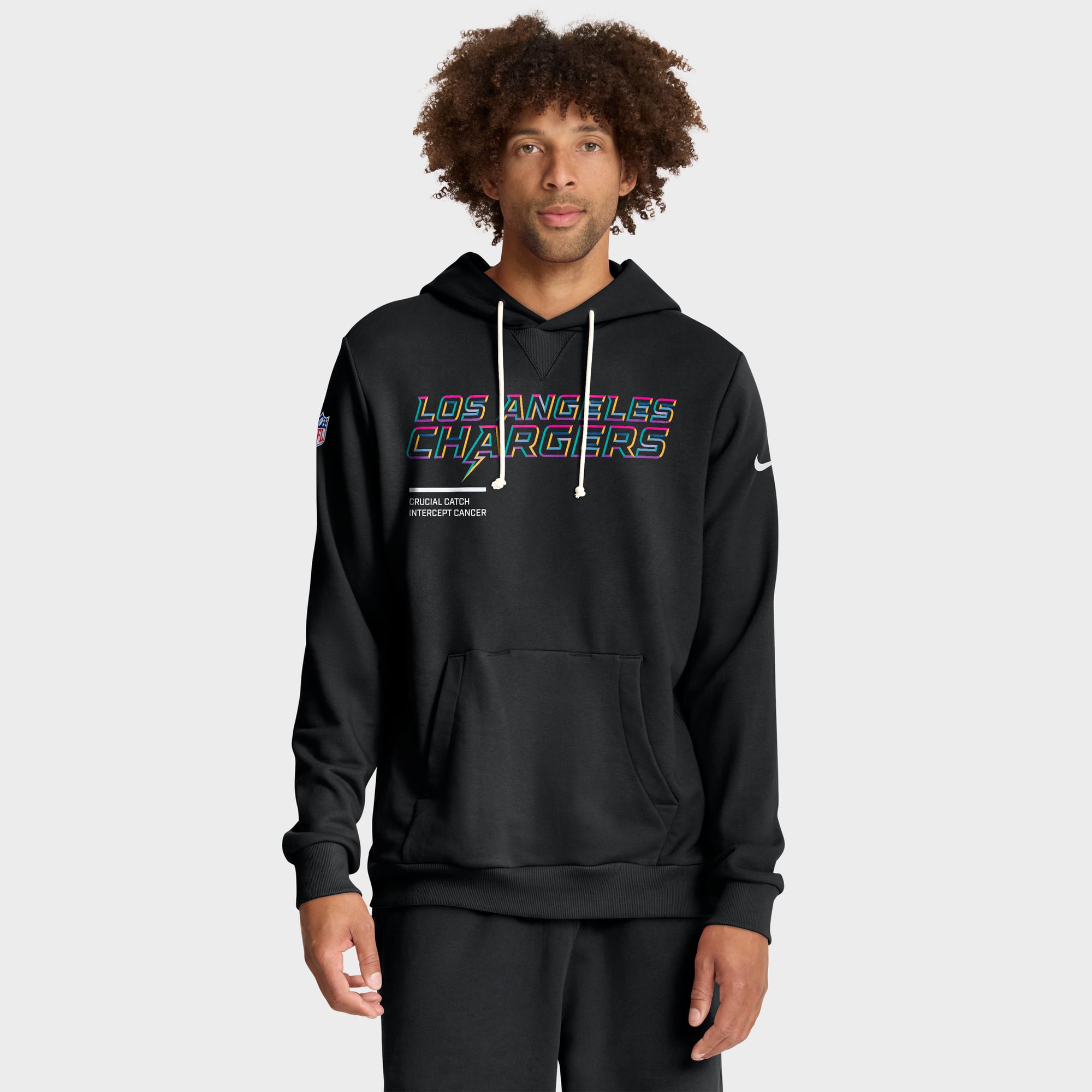 Sweat à capuche Nike noir Los Angeles Chargers NFL Crucial Catch 2025 pour homme, édition Standard Issue Dri-FIT