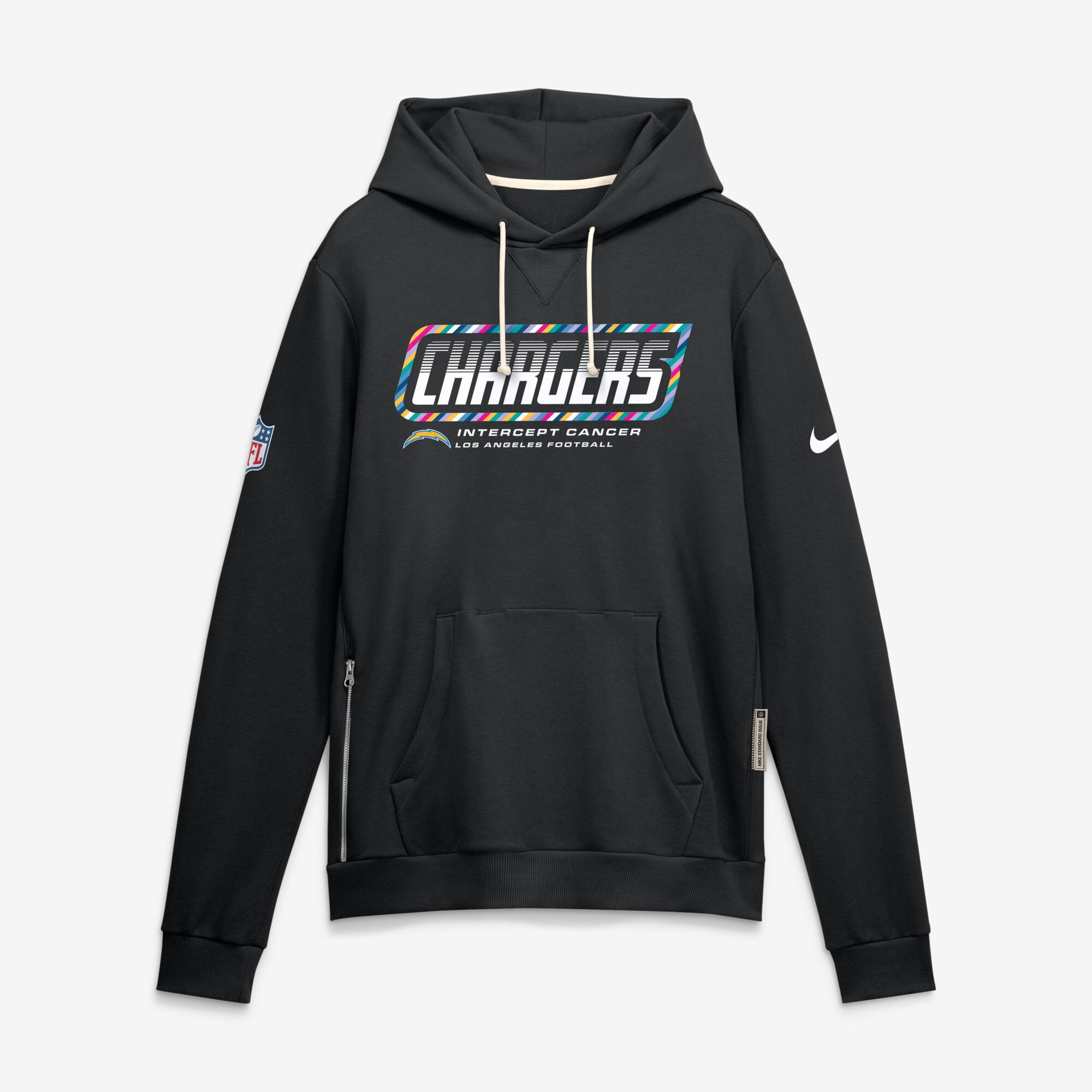 Men's Nike Black Los Angeles Chargers 2026 NFL Crucial Catch Sideline Standard Issue Dri-FIT Pullover Hoodie