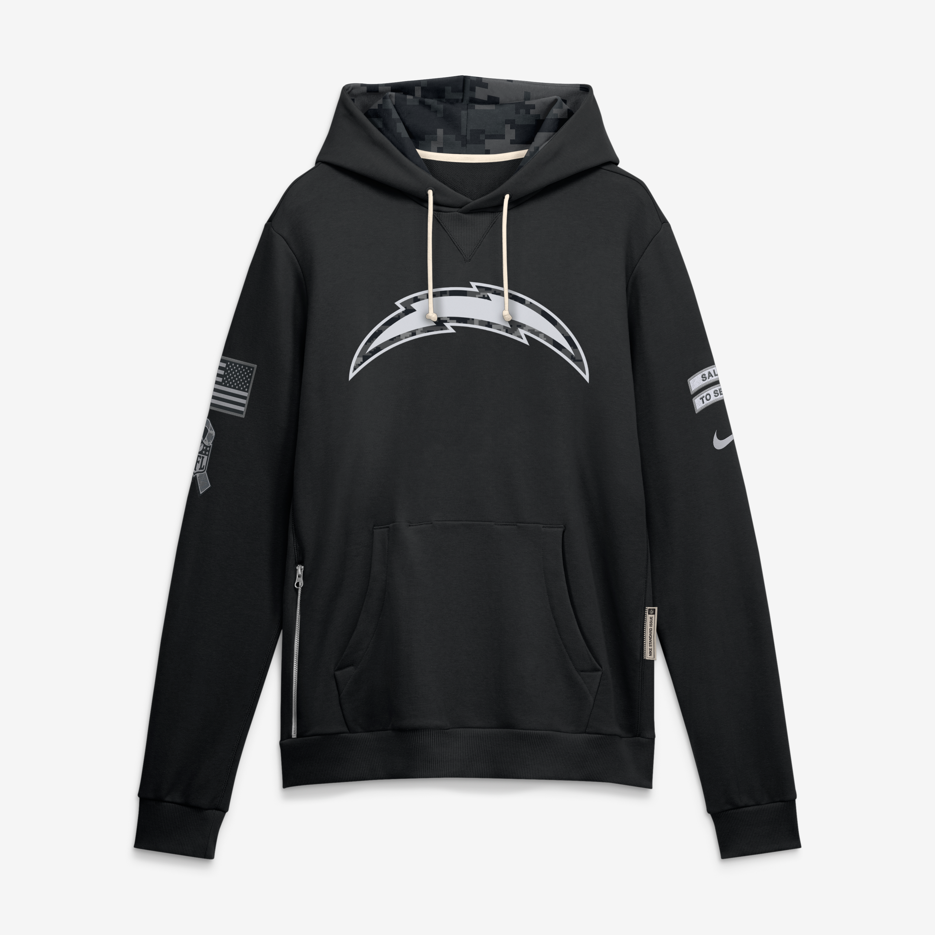 Sweat à capuche Nike noir pour homme Los Angeles Chargers 2026 Salute to Service Sideline Dri-FIT