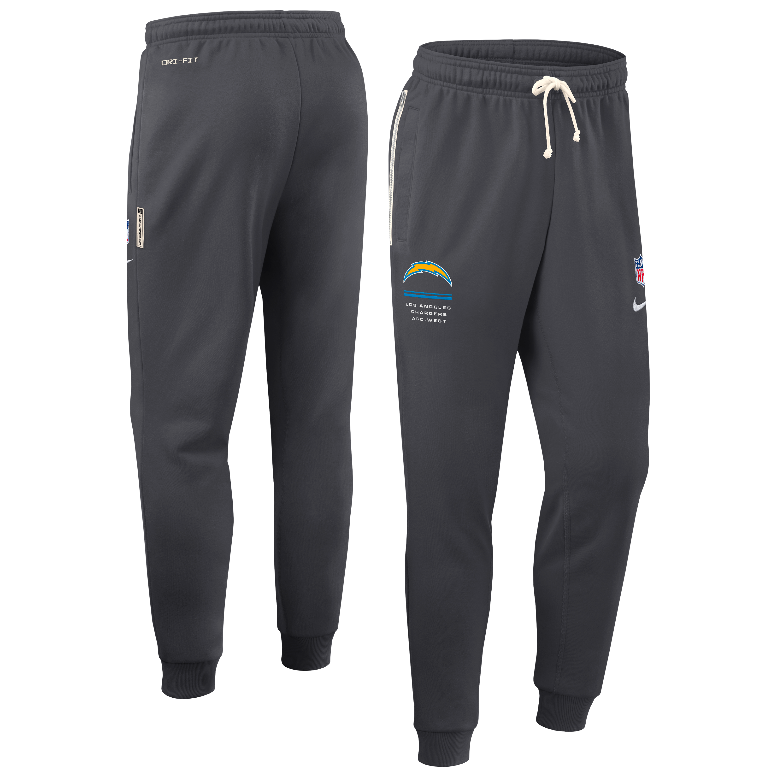 Men's Nike Charcoal Los Angeles Chargers Sideline Standard Issue Touchback Kick Dri-FIT Taper Pants