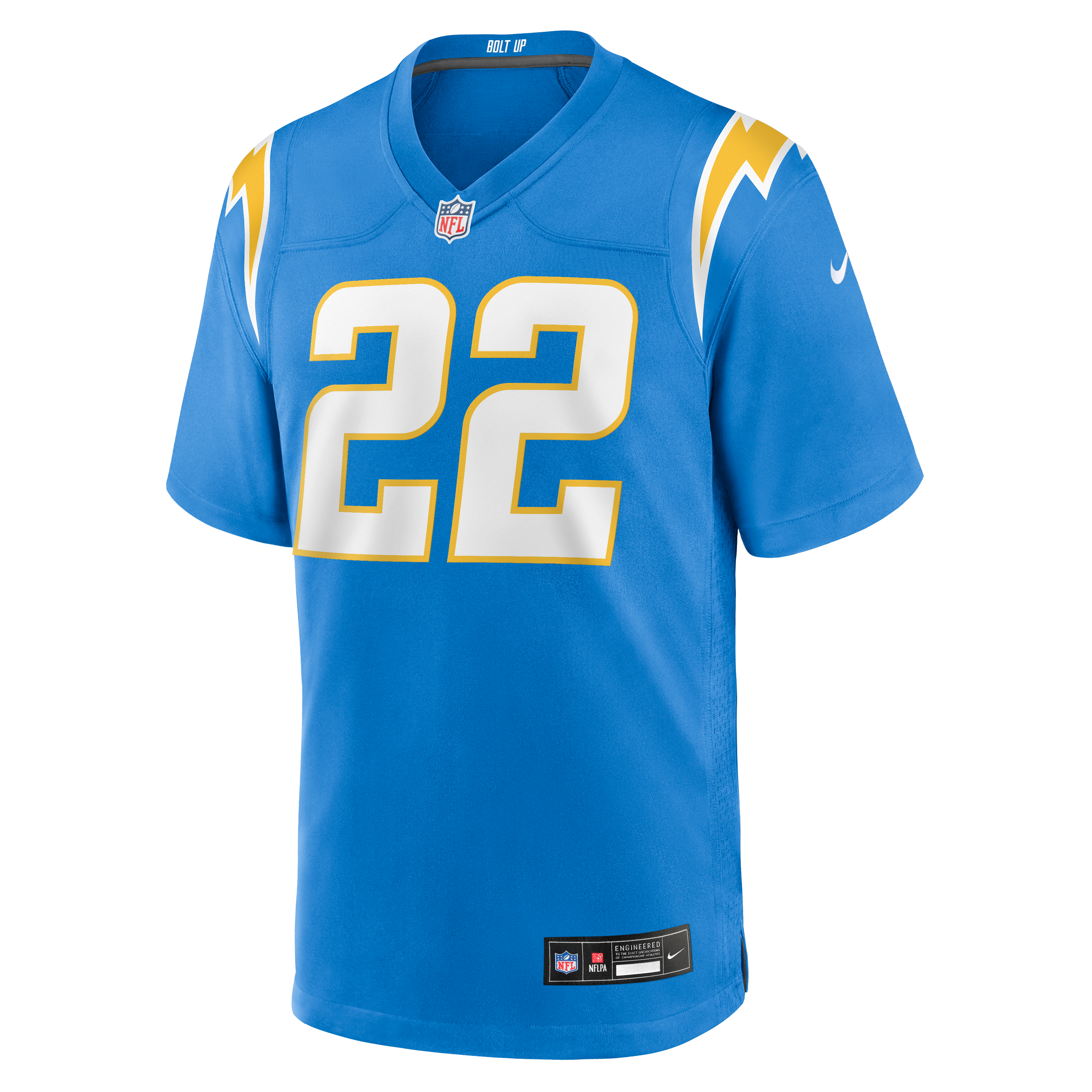 Maillot de match Nike Genesis Smith bleu poudre pour homme, Los Angeles Chargers